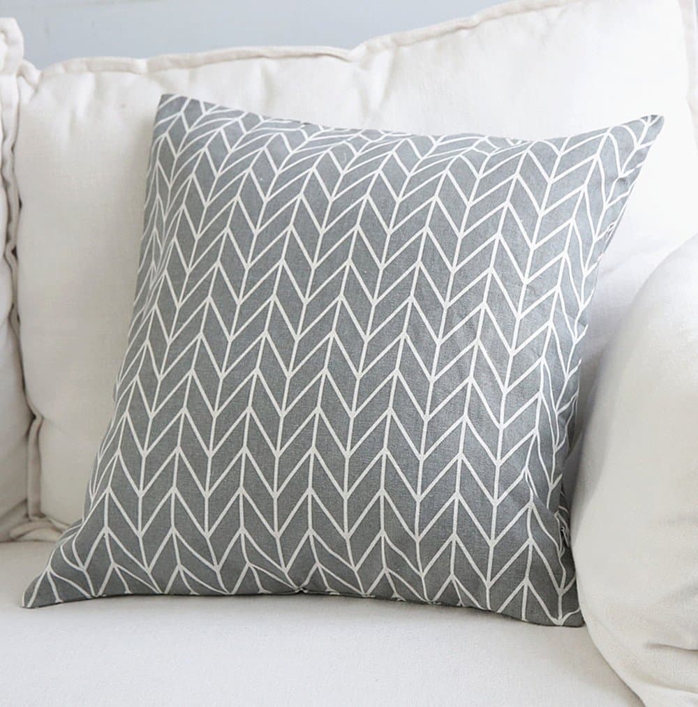 Home Decorative Canvas Oversize Throw Pillow Covers Square Cushion Case for Couch, Sofa, Bed or Car, 24"x24" Large Pillow Shams with Invisible Zipper