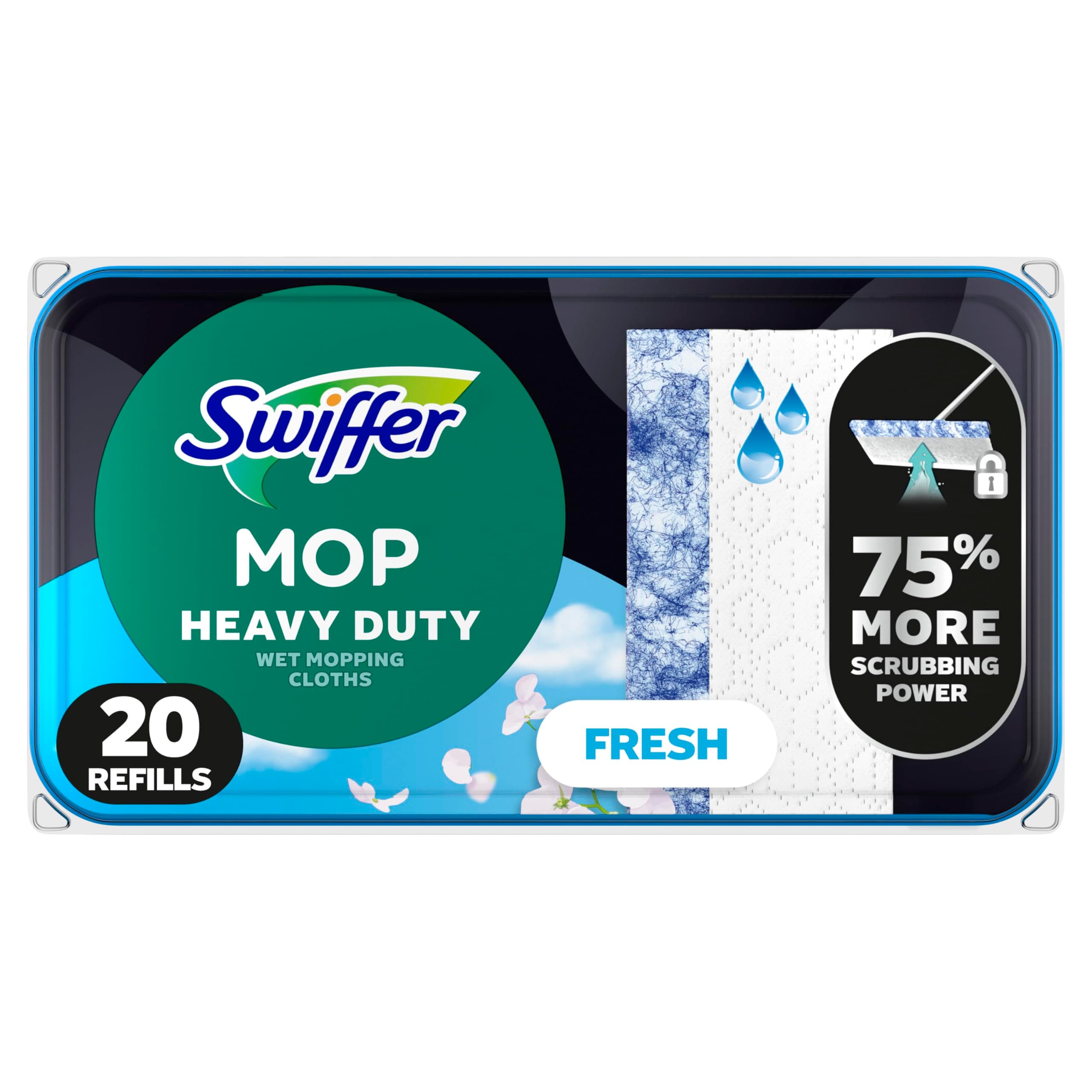 Swiffer Sweeper Heavy Duty Wet Mopping Cloths Multi Surface Refills, Open Window Fresh, 20Count