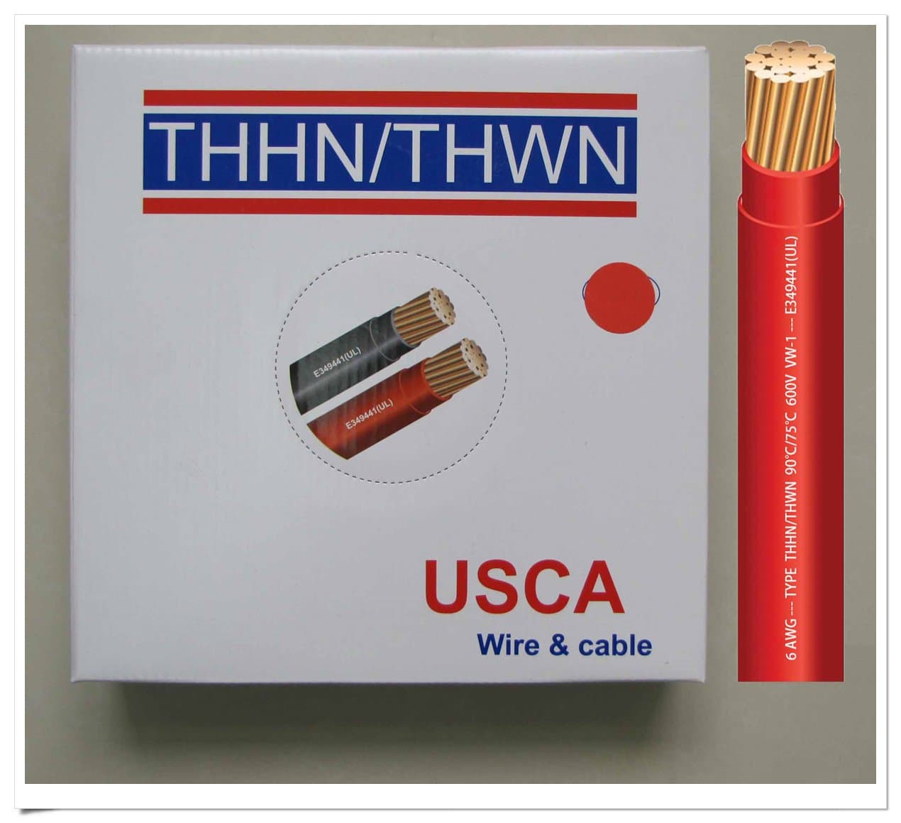 USCA Stranded THHN/THWN 6 AWG Building Wire, 100 FT, Red,600 Volt, 90C