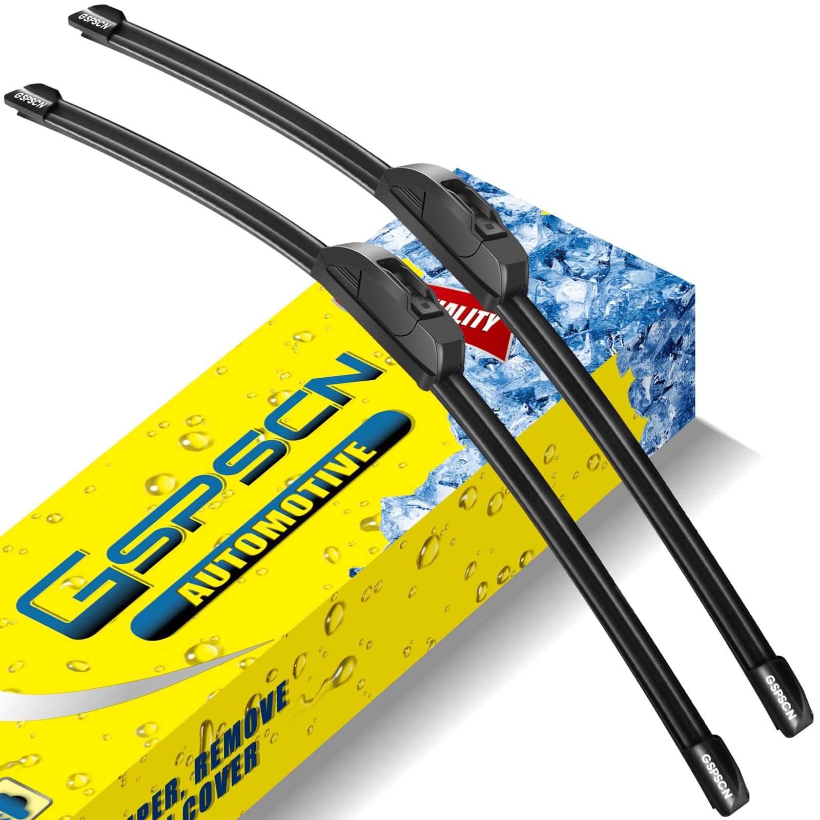 GSPSCN 26''+16'' Metal Base 2X Lifespan Windshield Wiper Blades (Pack of 2)，OEM Quality Premium Original Quiet Wiper Blades，Stable All-Season J Hook Replacement Wipers