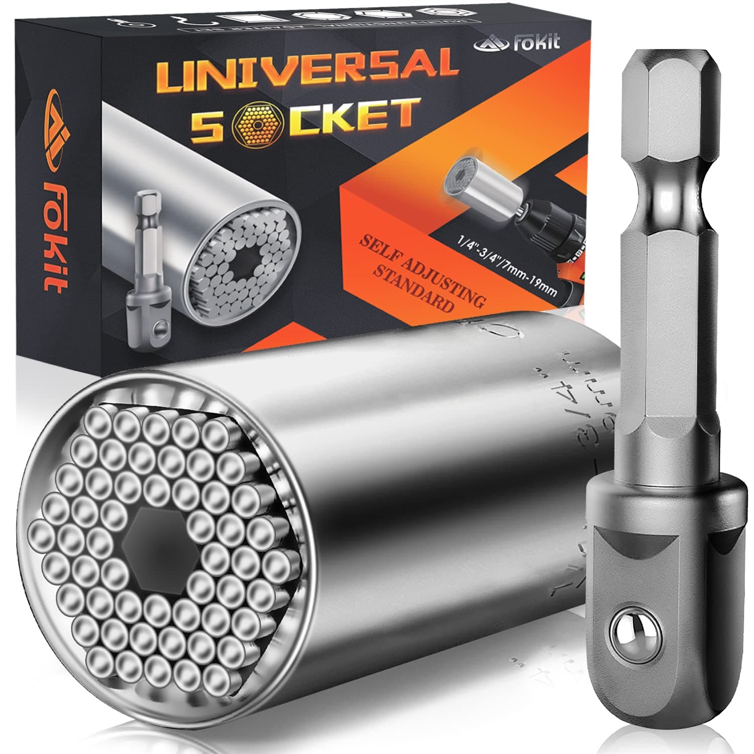 Universal Socket Gifts for Men Dad - Socket Grip Tool Sets with Power Drill Adapter, Unique Gadgets Handy DIY Multitools for Men, Stocking Stuffers Gifts for Men/Husband/Boyfriends/Women(7-19mm)