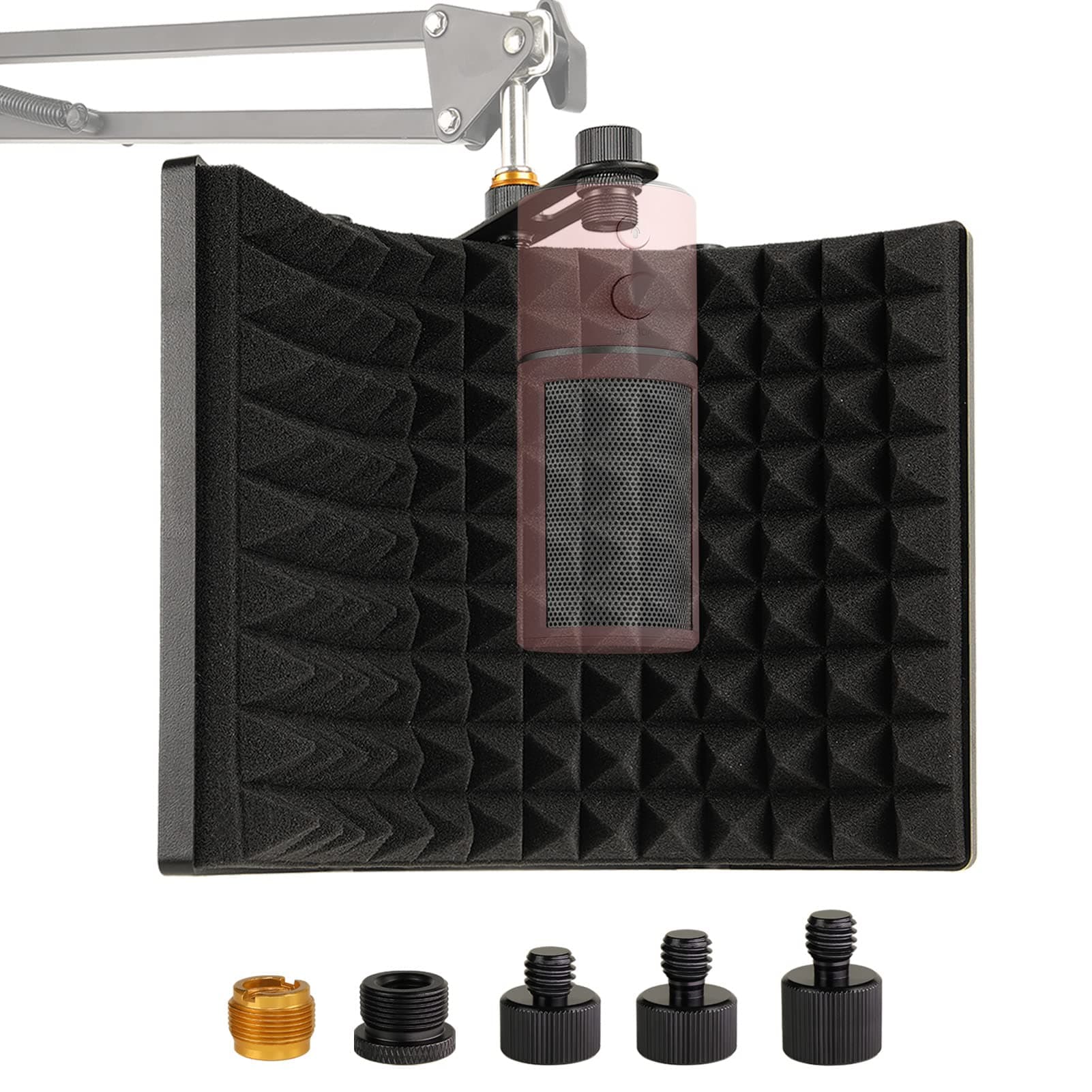 Microphone Isolation Shield, Foldable Mic Sound Absorbing Foam for Condenser Microphone Mic Arm Stand Recording Equipment Studio, High Density Absorbent Foam to Filter Vocal