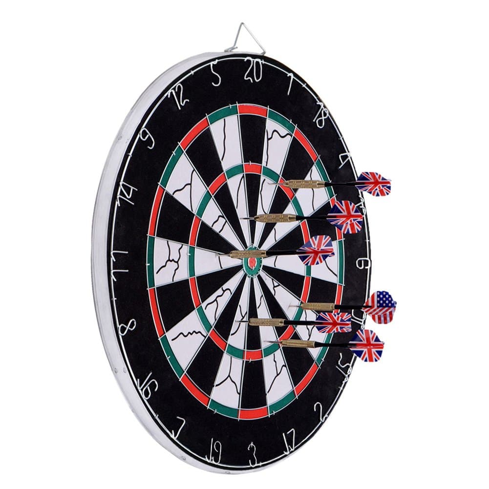 Dartboard, Loveiscool Double-sided Dart Board with 6 Brass Darts