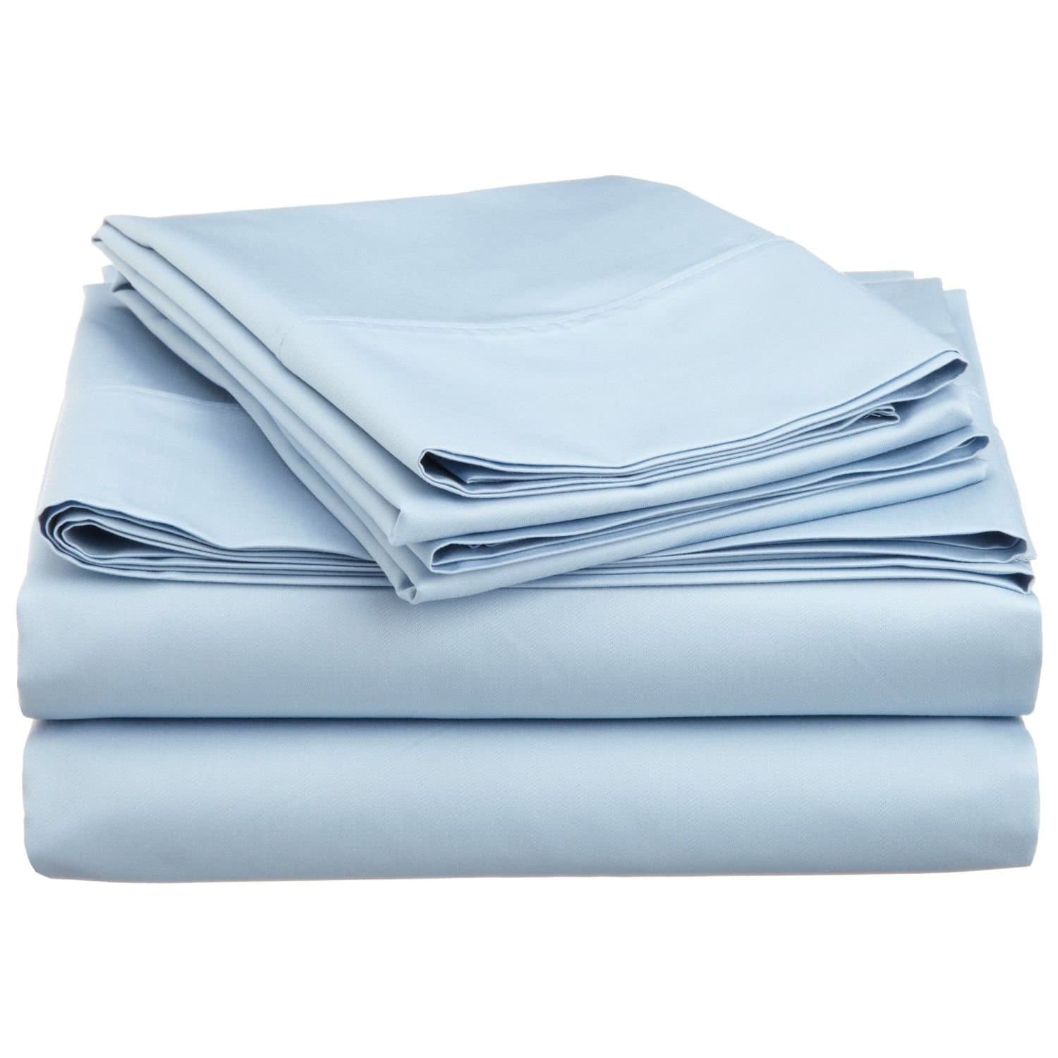 Egyptian Cotton Queen Sleeper Sofa Bed Sheet Set 62"x74"x6" Light Blue Solid