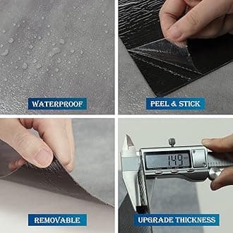 FunStick 30 Pack Grey Peel and Stick Floor Tile Stickers 12x 12 Inch Waterproof Thick Concrete Self Adhesive Vinyl Flooring Peel and Stick on Floor Tile for Bathroom Bedroom Kitchen Laminate Flooring