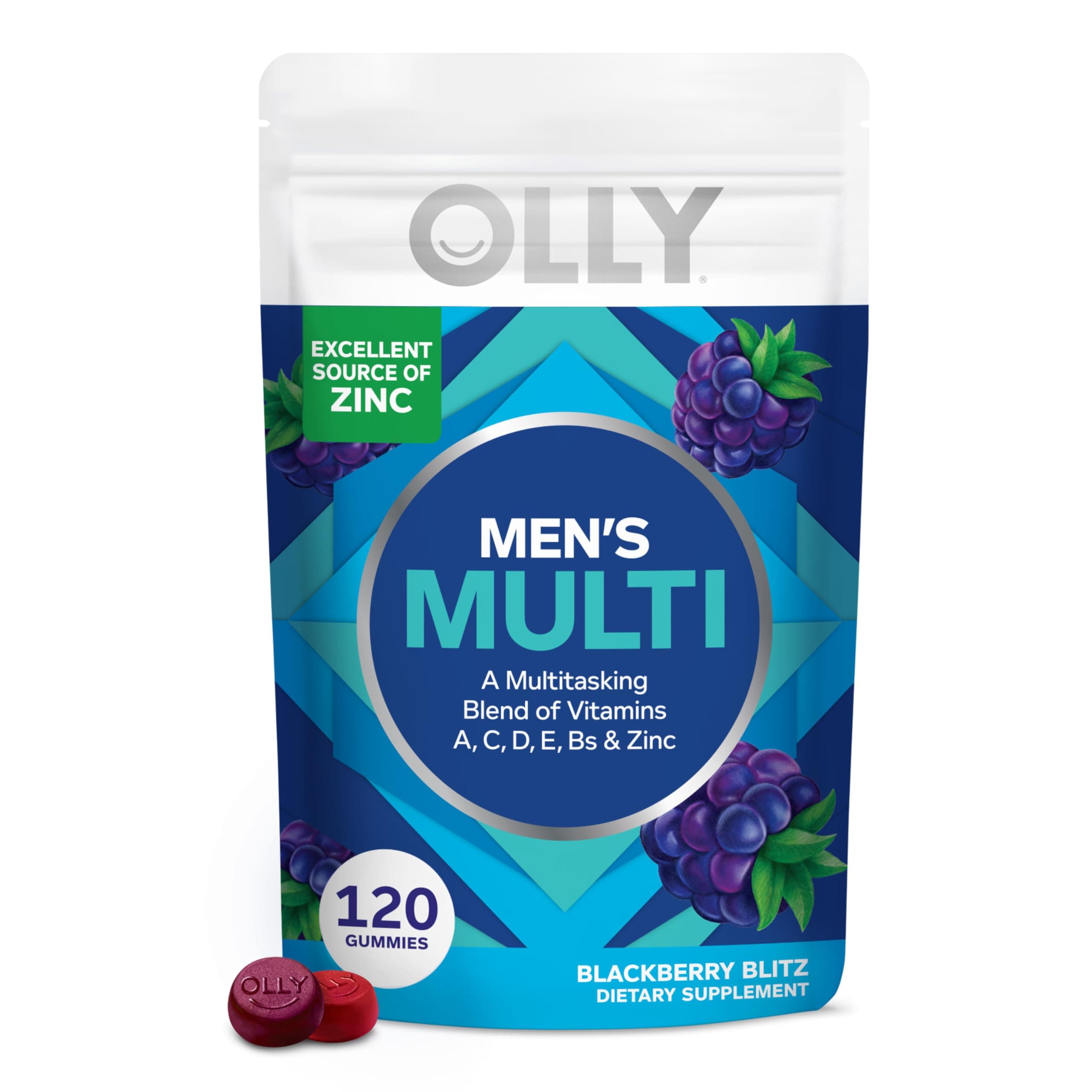 Men's Multivitamin Gummy, Immune Support, Vitamins A, C, D, E, B, Lycopene, Zinc, BlackBerry, 60 Day Supply - 120 Count