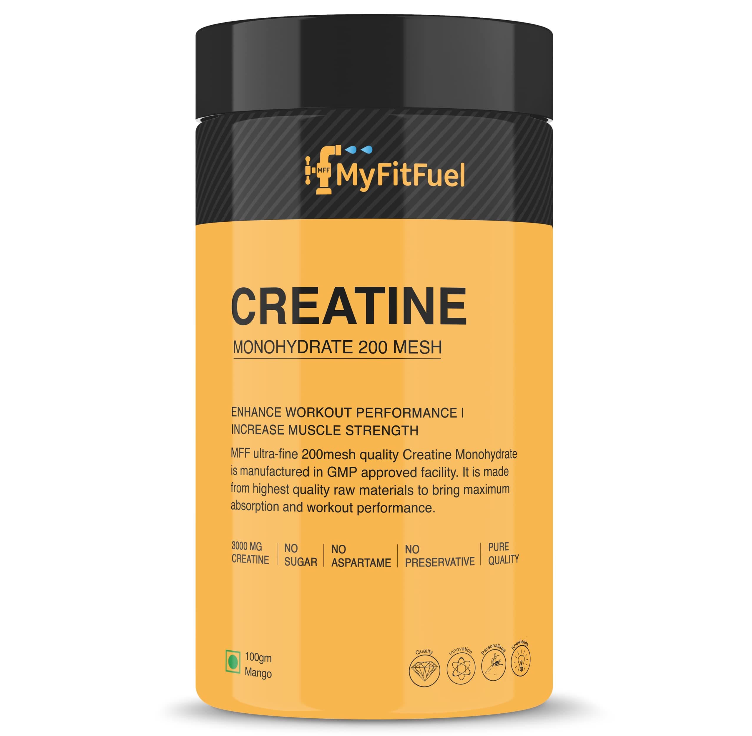 MyFitFuel Creatine Monohydrate 200 Mesh [Micronized], (100 gm) Mango