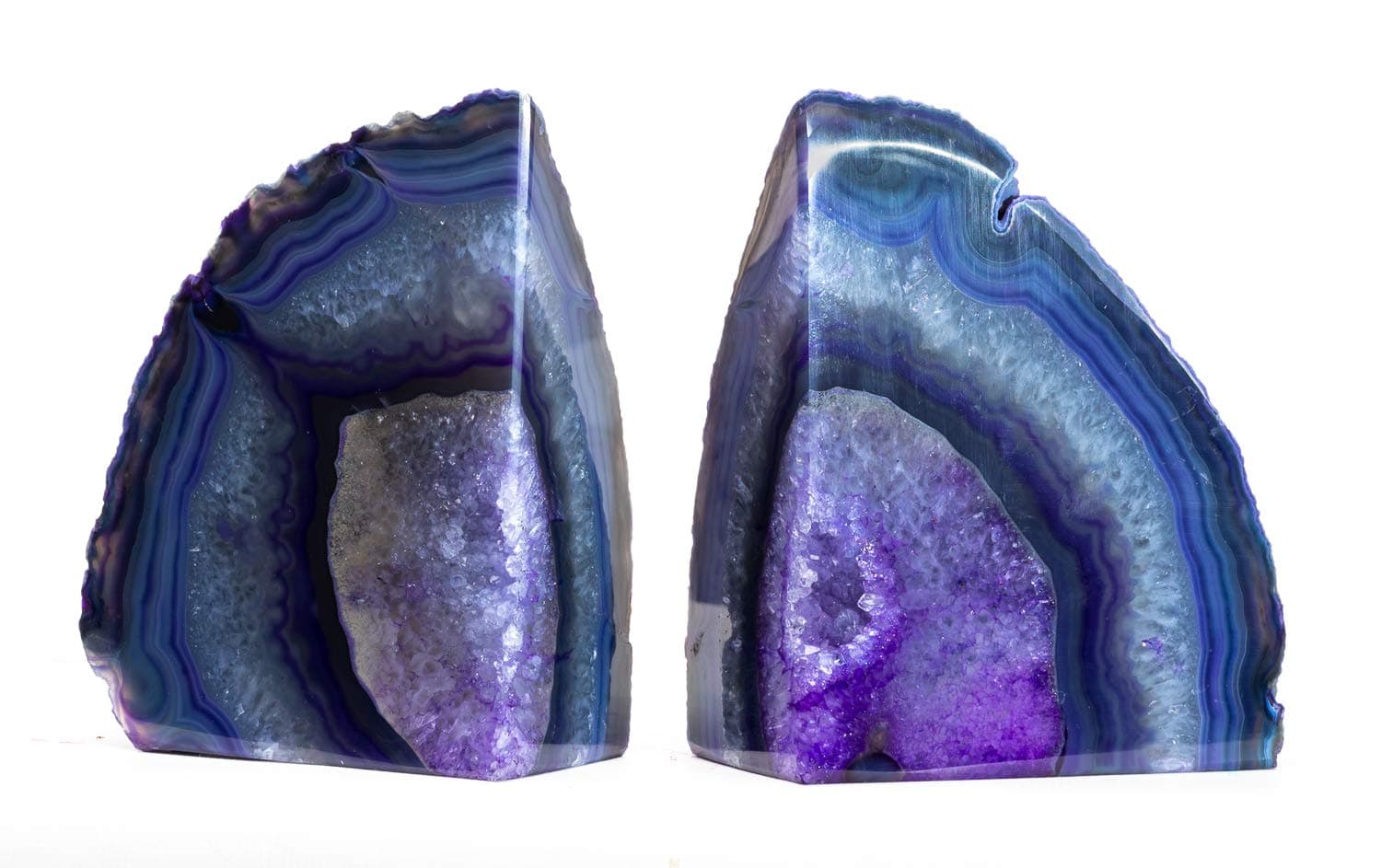 Purple Agate Geode Bookend (2-3.5 lb) - Natural Stone Bookend for Holding Books, iPads, and Kindles
