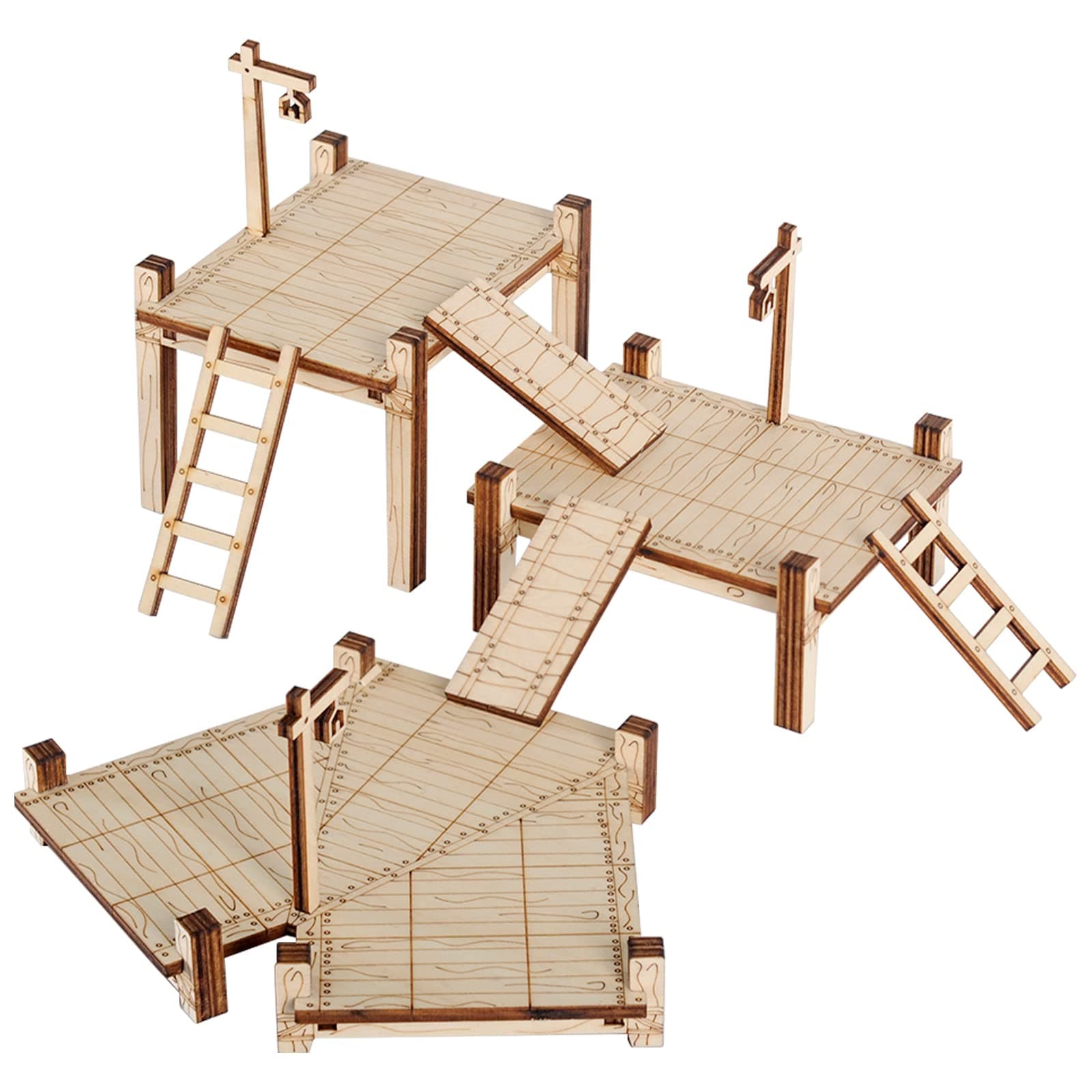 Modular Bridge, Dock, Walkway Expansion Set 7PCS Wood Laser Cut Dungeon Terrain for D&D, Pathfinder, Dungeons & Dragons and Other Tabletop RPG