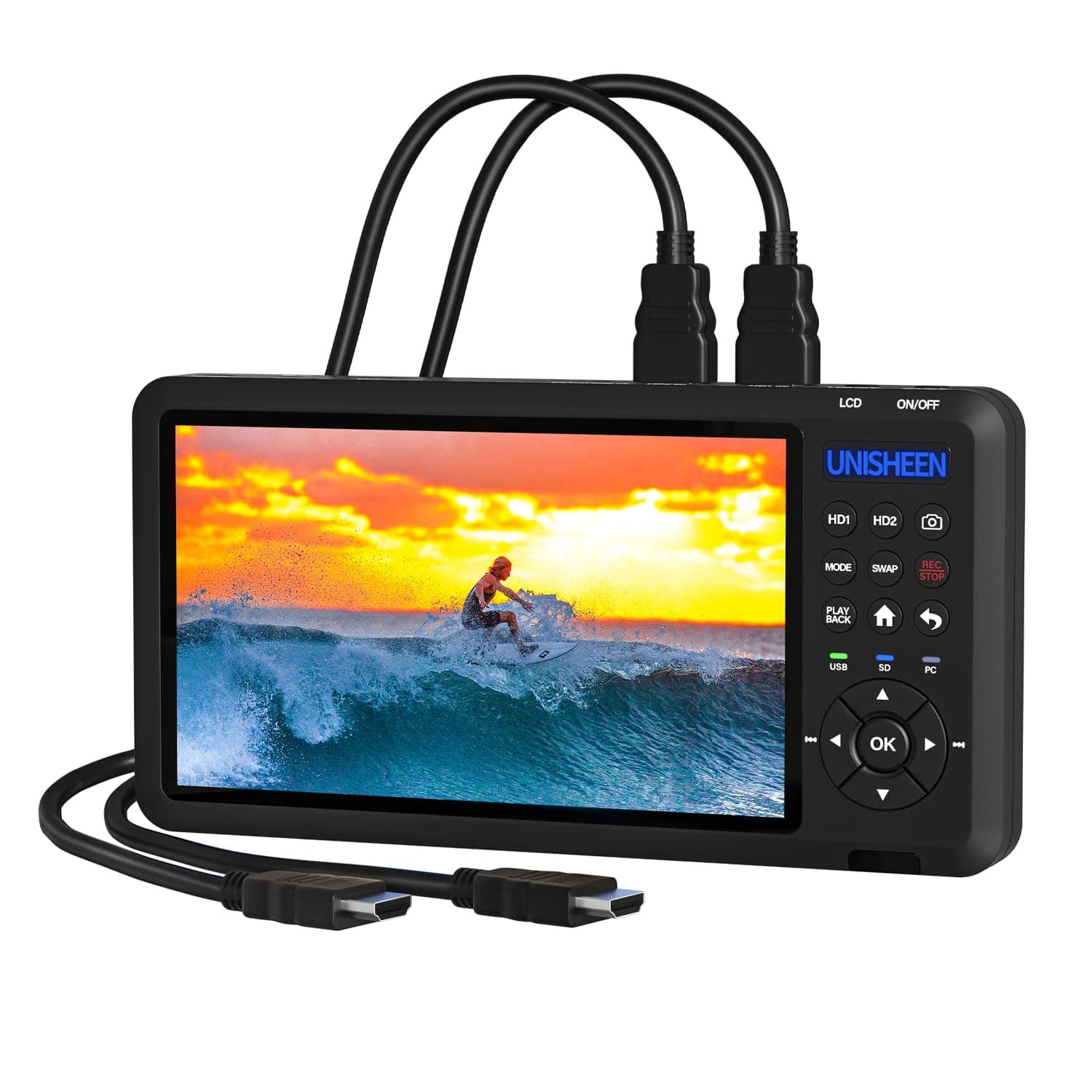 4K60 Video Capture Box-2 Channel HDMI Input with PIP/POP/PMP,Video Recorder with Screen 7 in,Compatible with Consoles, Cameras, Set-Top Boxes, PCs, 4K TVs, Projectors, Monitors
