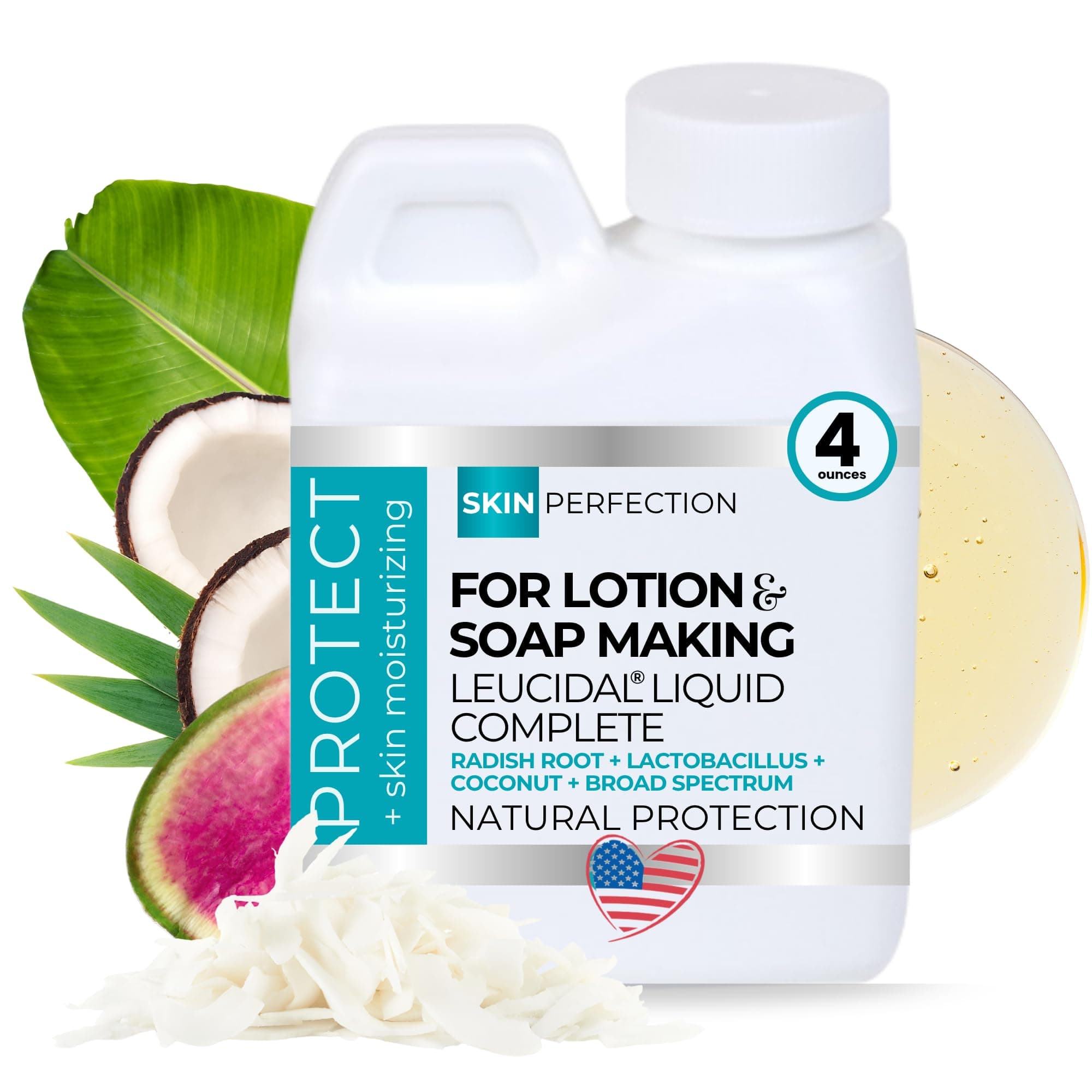 Leucidal Liquid Complete - Ideal Water Based Moisturizer & Lotion Making Supplies - Natural Preservative Alternative with Root Ferment Filtrate, Lactobacillus & Coconut Fruit Extract