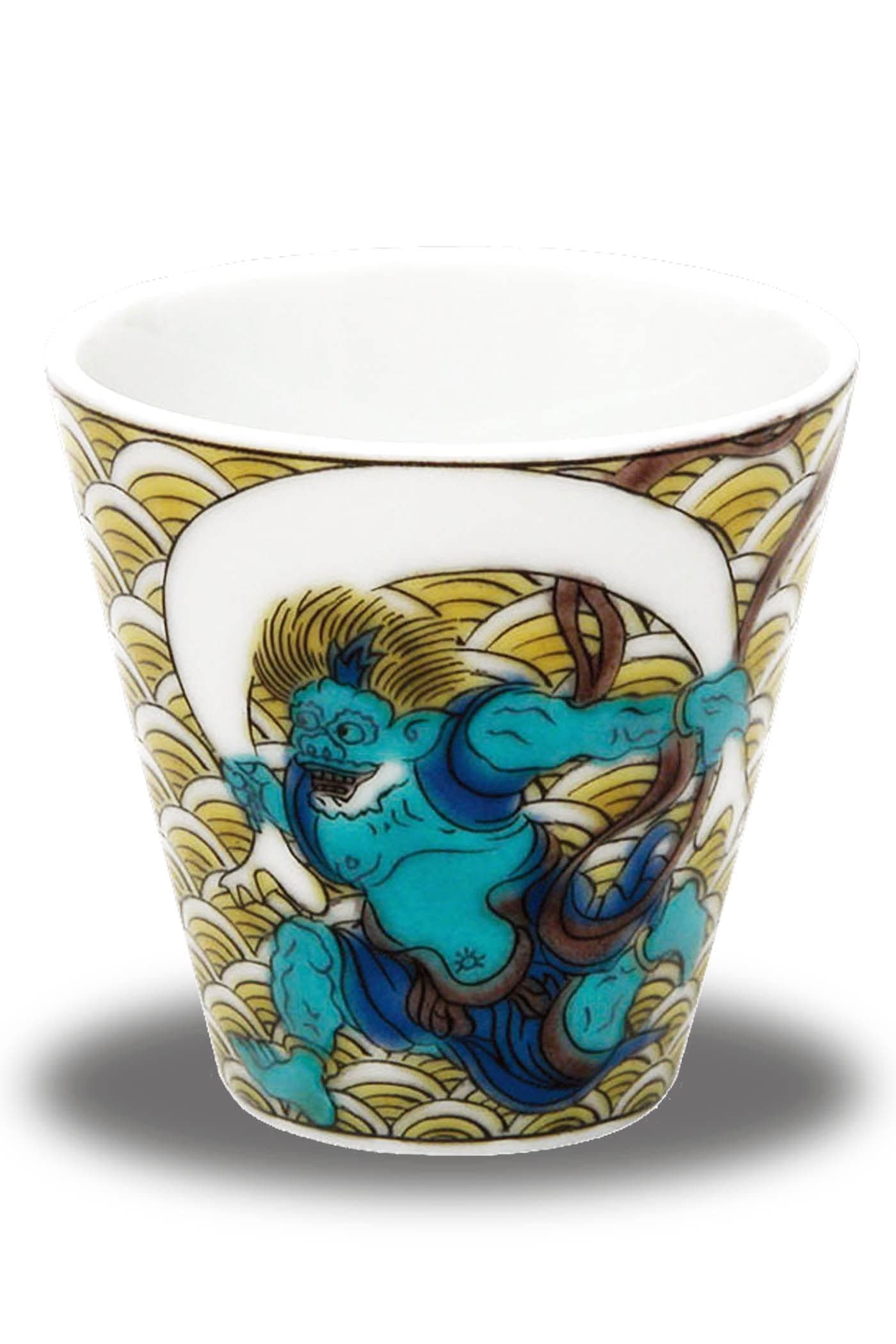 KUTANI YAKI(ware) Sake Cup Wind and Thunder God