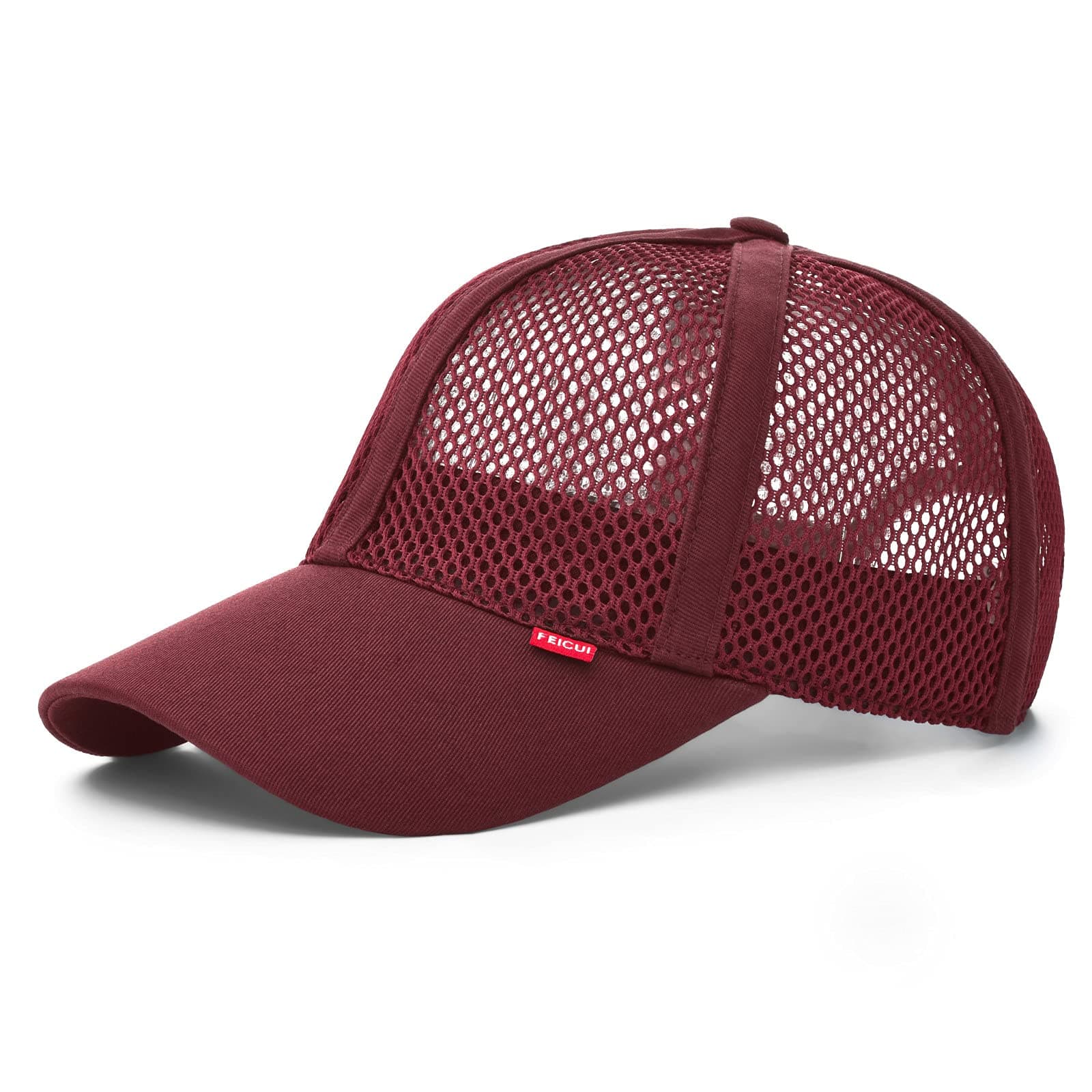 FEICUIMen Mesh Trucker Baseball Cap Adjustable 6-Panel Hat Outdoor Sports Wear