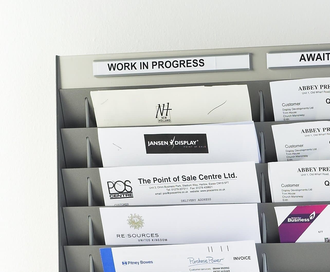 Silver/Grey Job Card Rack for A4 Portrait Service Documents - 20 Pockets