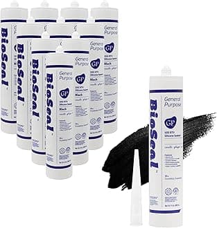 Black BioSeal 100% Silicone Sealant Caulk General Purpose, Waterproof and No Odor 10.1 Ounce Cartridge -Black (10)