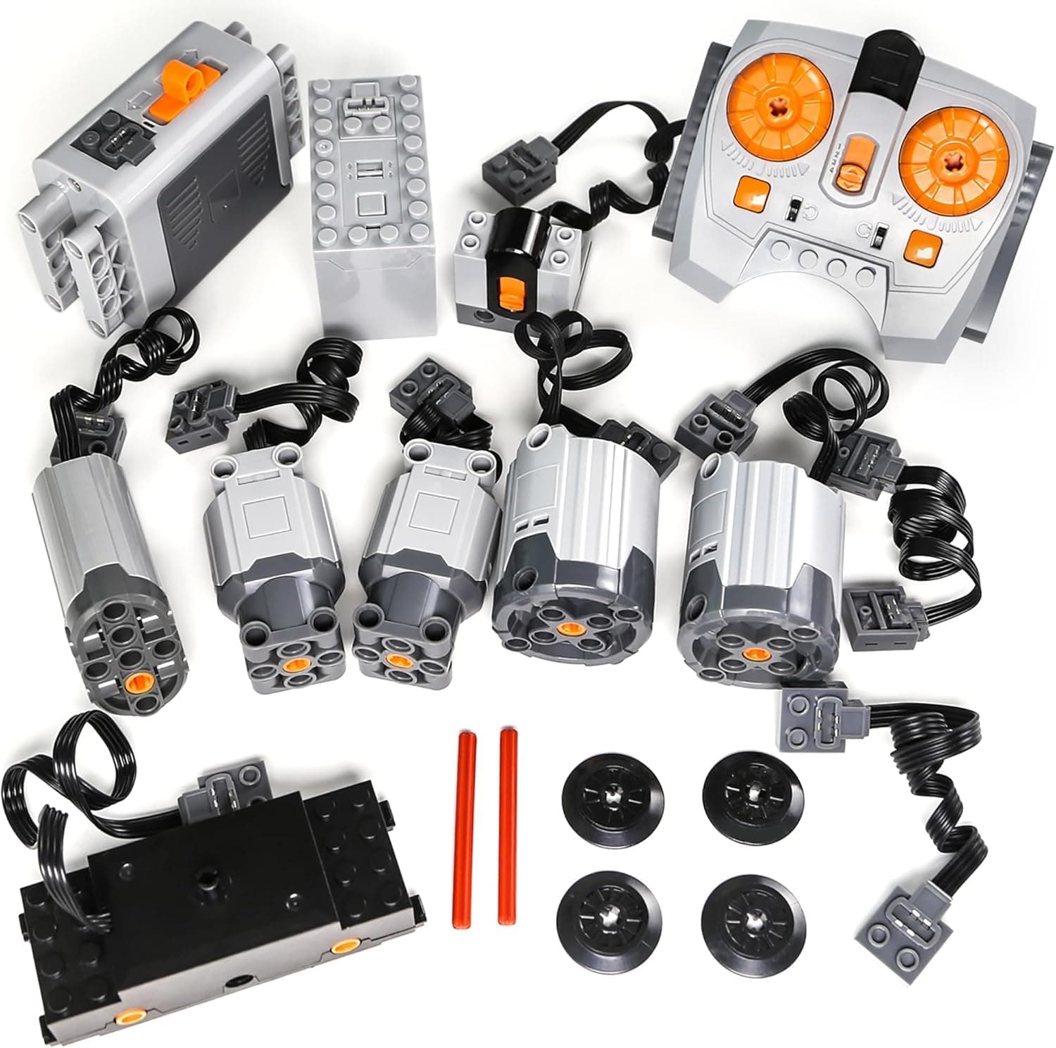 18pcs Power-Function-Motor-Set Compatible with Technic-Parts. Including Train-Motor Servo-Motor XL-Motor-L-Motor Speed-Control Remote Controller for MOC EV3.