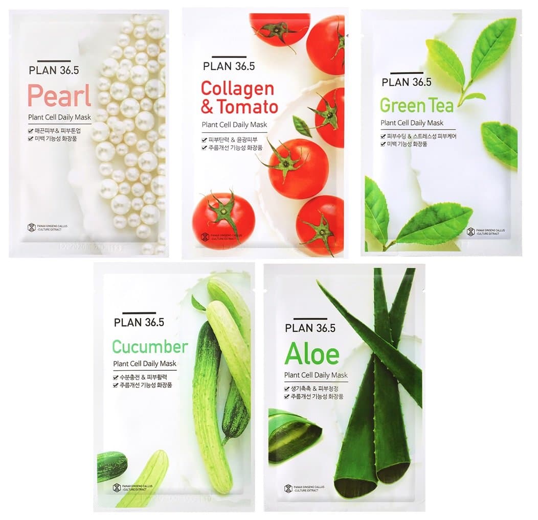 Plant Cell Daily Mask sheets 10 combo Pack (5 Types X 2), Korean Facial Mask