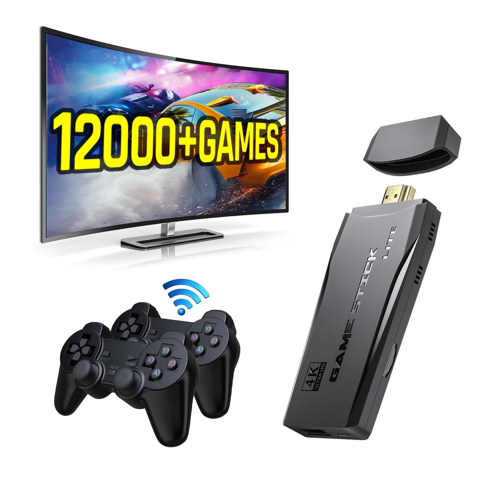 New 4K HD Video Game HDMI Wireless Console Game Stick Video Games Built-in 12,000+ Classic Games 8 Bit Mini Retro Controller HDMI Output Dual Player- 4K Ultra HD Game Stick