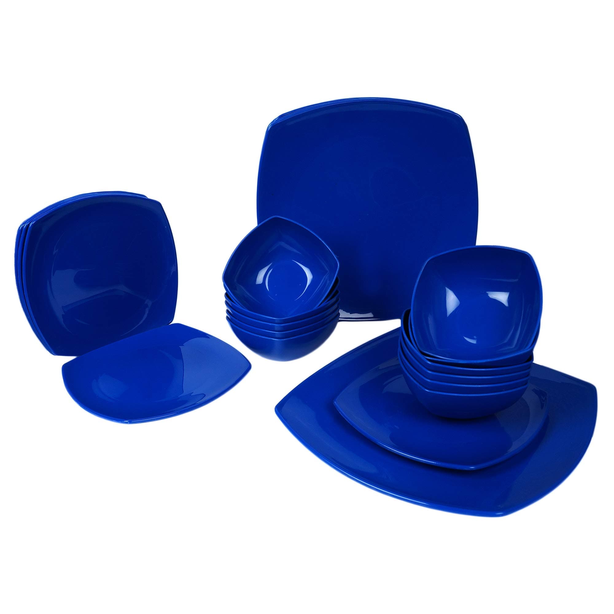 Homray Plastic Dinner Set, 24-Pieces, Dark Blue