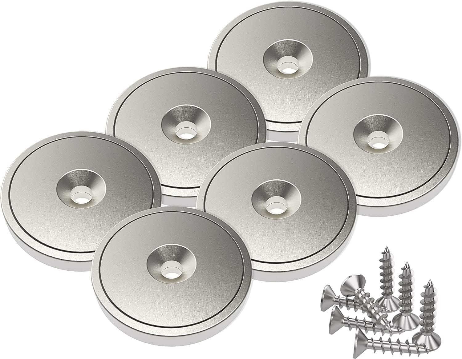 Magnetpro 6 Pieces Disc Magnet 28 x 5 mm 55 LB Force with Steel Capsule and Screws