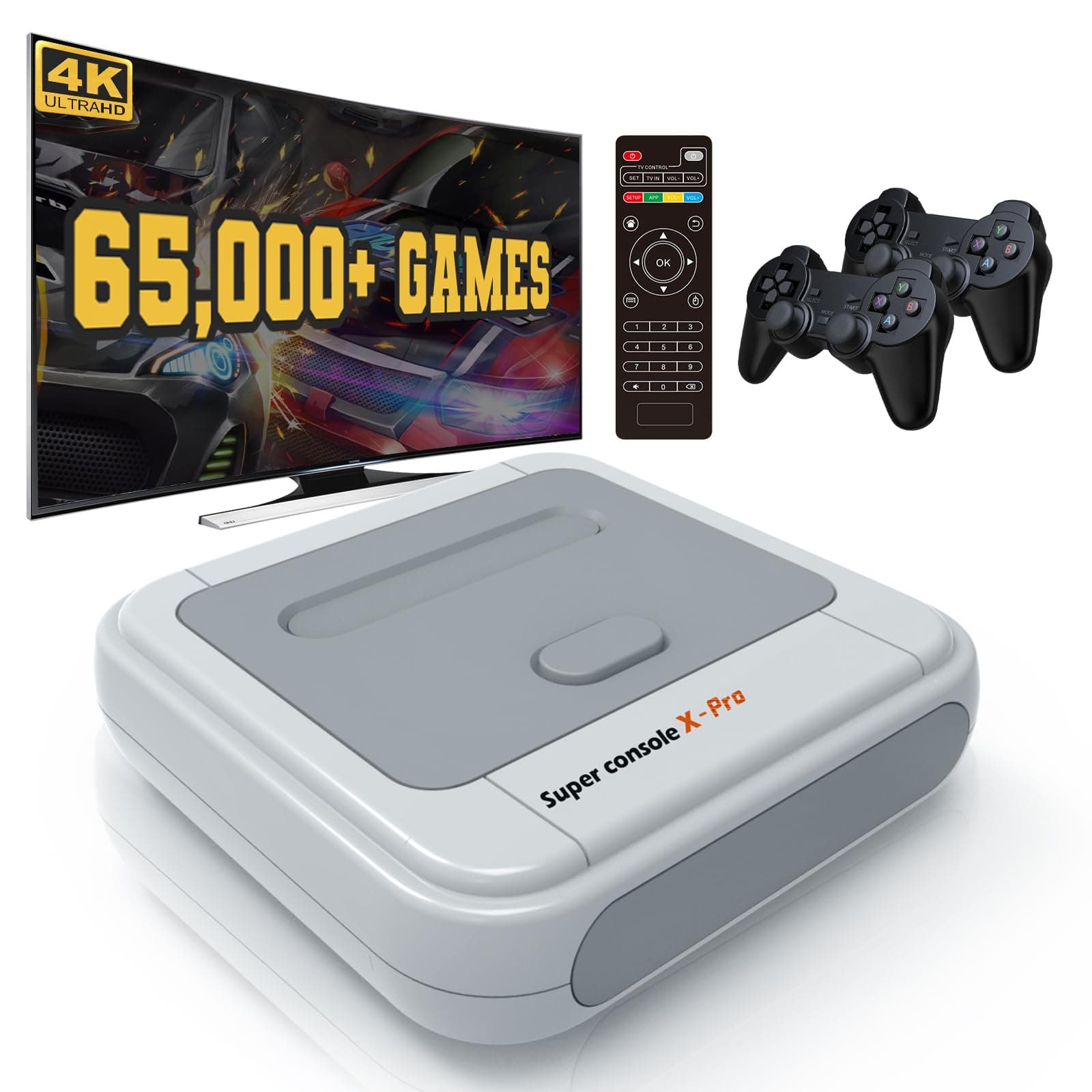 Kinhank Retro Game Console 256GB, Super Console X PRO Built-in 62,000+ Games, Video Game Console Systems for 4K TV HD/AV Output, Dual Systems, Compatible with PS1/PSP/MAME/ATARI