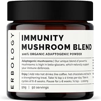 Organic Immunity Mushroom Complex 50 Servings - High in Beta-glucans - Reishi, Cordyceps, Lion's Mane - Small Batch - Sustainably Grown in Europe - Vegan - Non-GMO - No Added Fillers