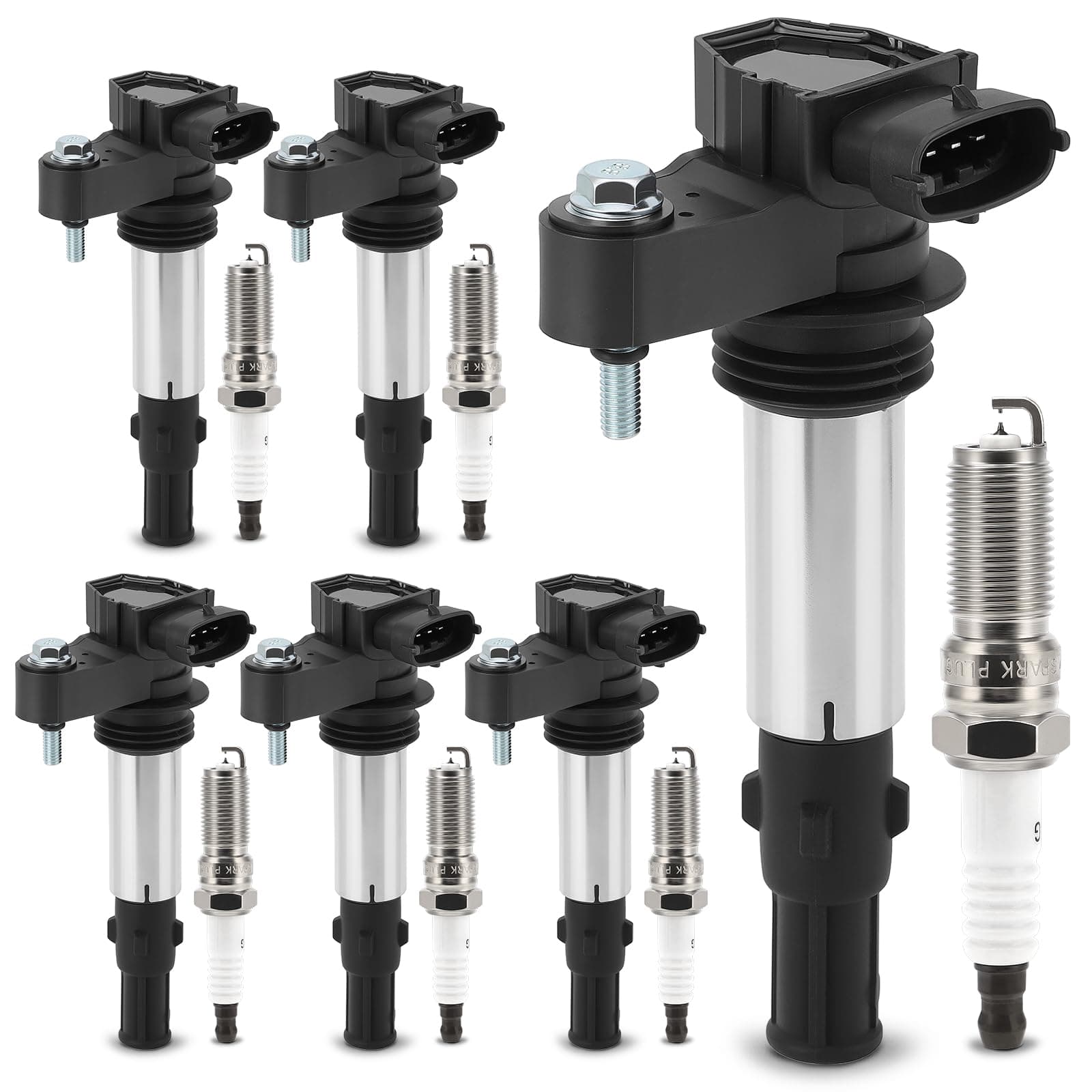 UF375 Ignition Coil & XP5263 Double Iridium Spark Plug for V6 Buick Allure,Enclave,LaCrosse,Rendezvous/Cadillac CTS SRX STS/GMC Acadia/Chevy Traverse Vectra/Saab 9-3/Saturn Outlook