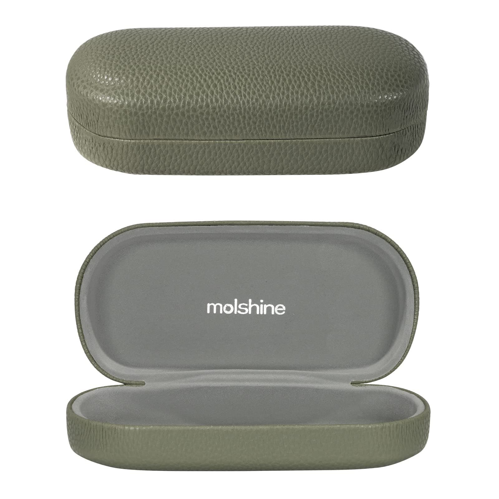 molshine Hard Shell Leather Sunglasses Case,Classic Large Glasses Case for Women Men,Sunglass Eyeglasses