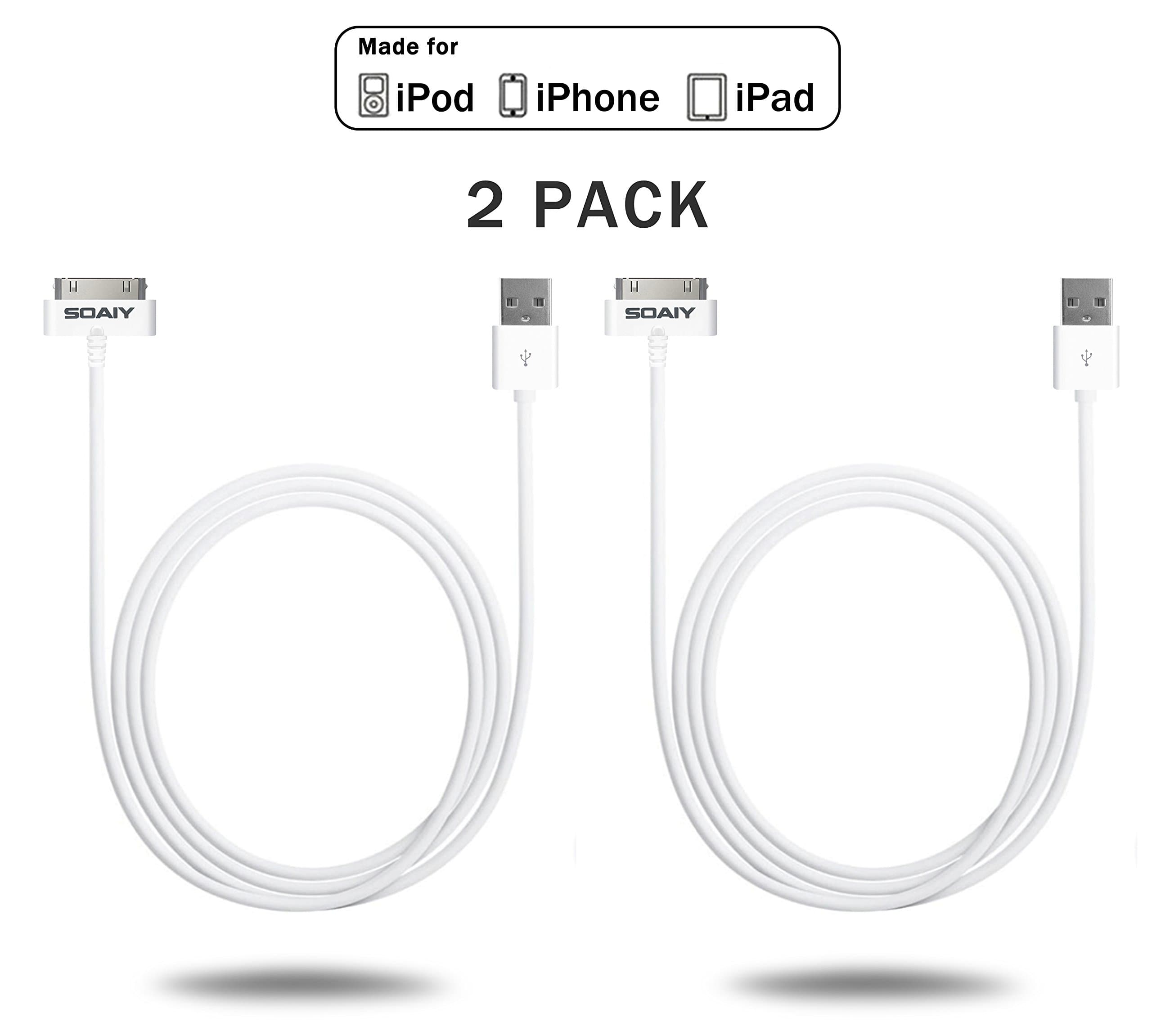 2 Pack Apple MFI Certified Latest Soaiy Extra Long 6.5 Ft Foot/2m 30 Pin USB 2.0 Sync/data Charging Charger Cable Connector to USB Cord for Iphone 4s Iphone 4 Iphone 3gs,ipad Ipad 2 Ipad 3,ipod Touch 4th,iphone 4 Iphone 4s Iphone 3g Iphone 3gs,ipad Ipad 2 Ipad 3rd,ipod Touch 4th, Ipod Nano 6th