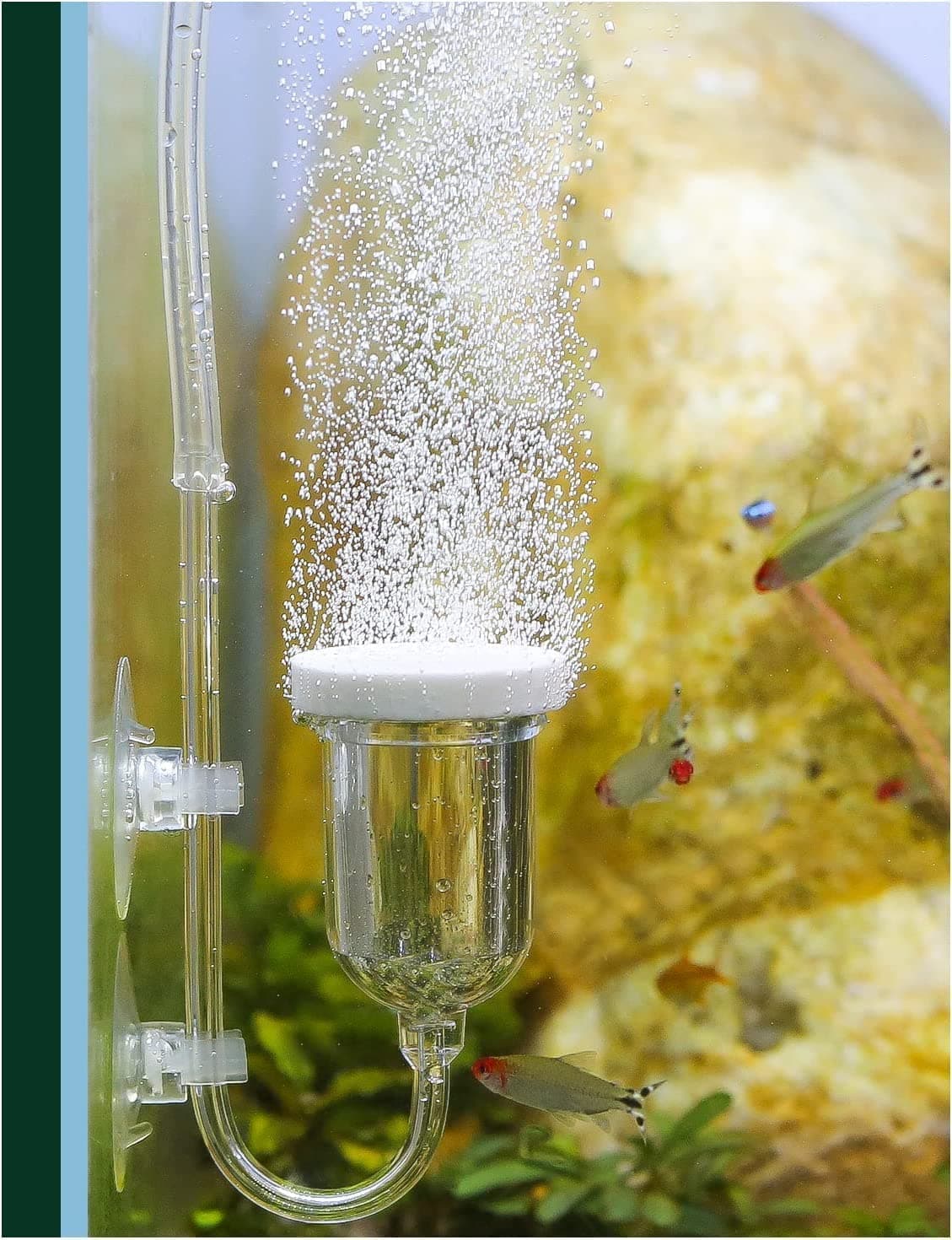 Aquarium Air Stone, Fish Tank Bubble Diffuser High Dissolved Oxygen Airstones for Air Pump Accessoriess with 1 Check Valve, 2 Suction Cup for Aquarium Pond Hydroponic