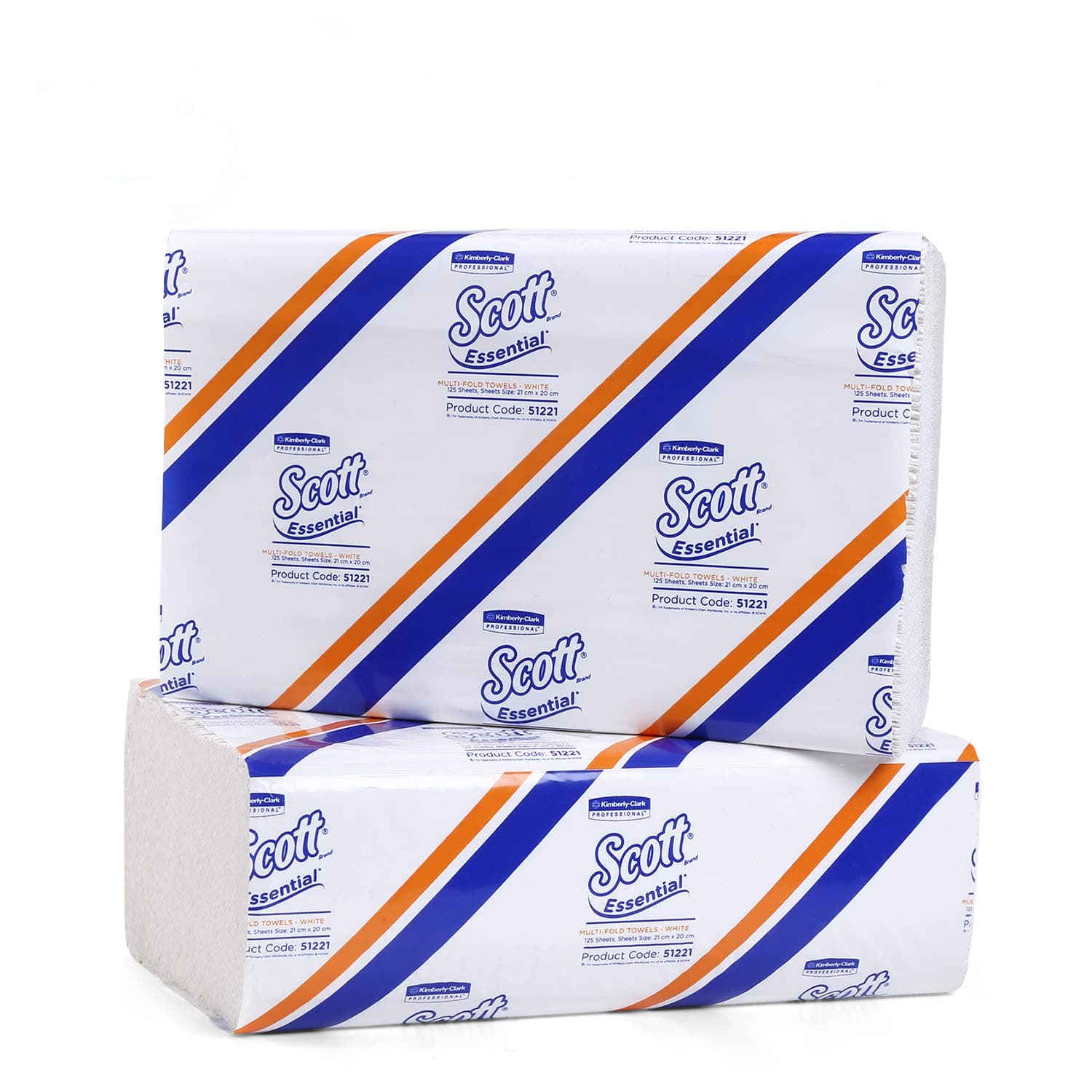 Essential Multi Fold Hand Towel 51221 - M Fold Towel - 2 Packs x 125 Sheets - White Folded Towel Sheets 21 cm X 20 cm (250 Total)