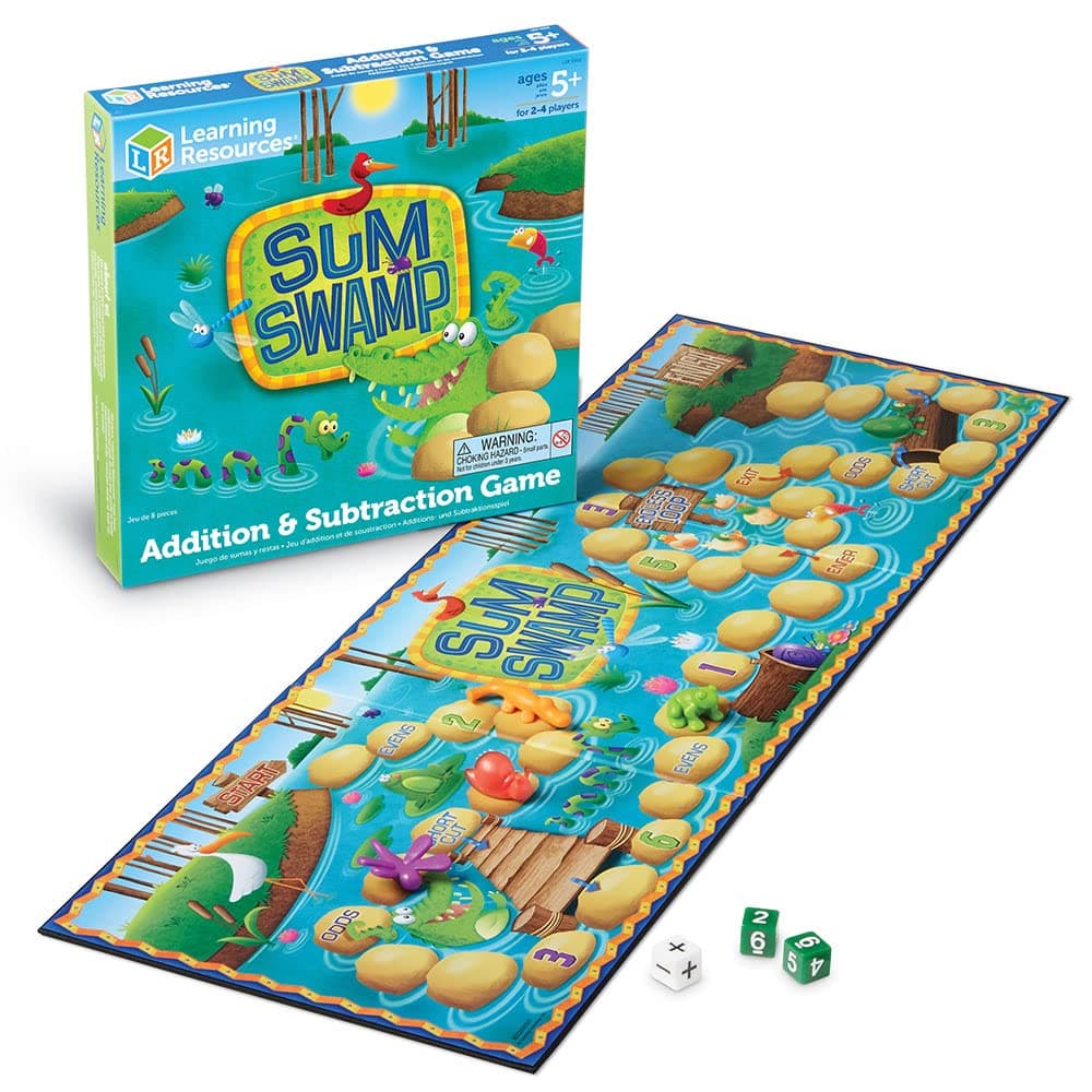 Learning Resources Sum Swamp Game, Ages 5+, Addition & Subtraction Board Game, Fun Maths Games with Dice and Counters