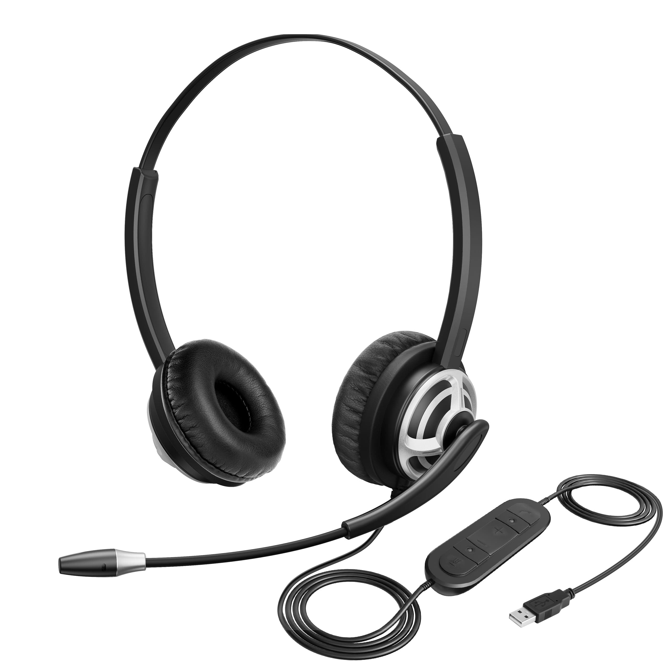 - MKJ USB Headset with Microphone Noise Cancelling - Computer Headphones with Mic for PC, Laptop, Mac - Call Center Headset for Zoom, Ms Teams, Business, Office - Wired VoIP USB-A Headset for Softphone