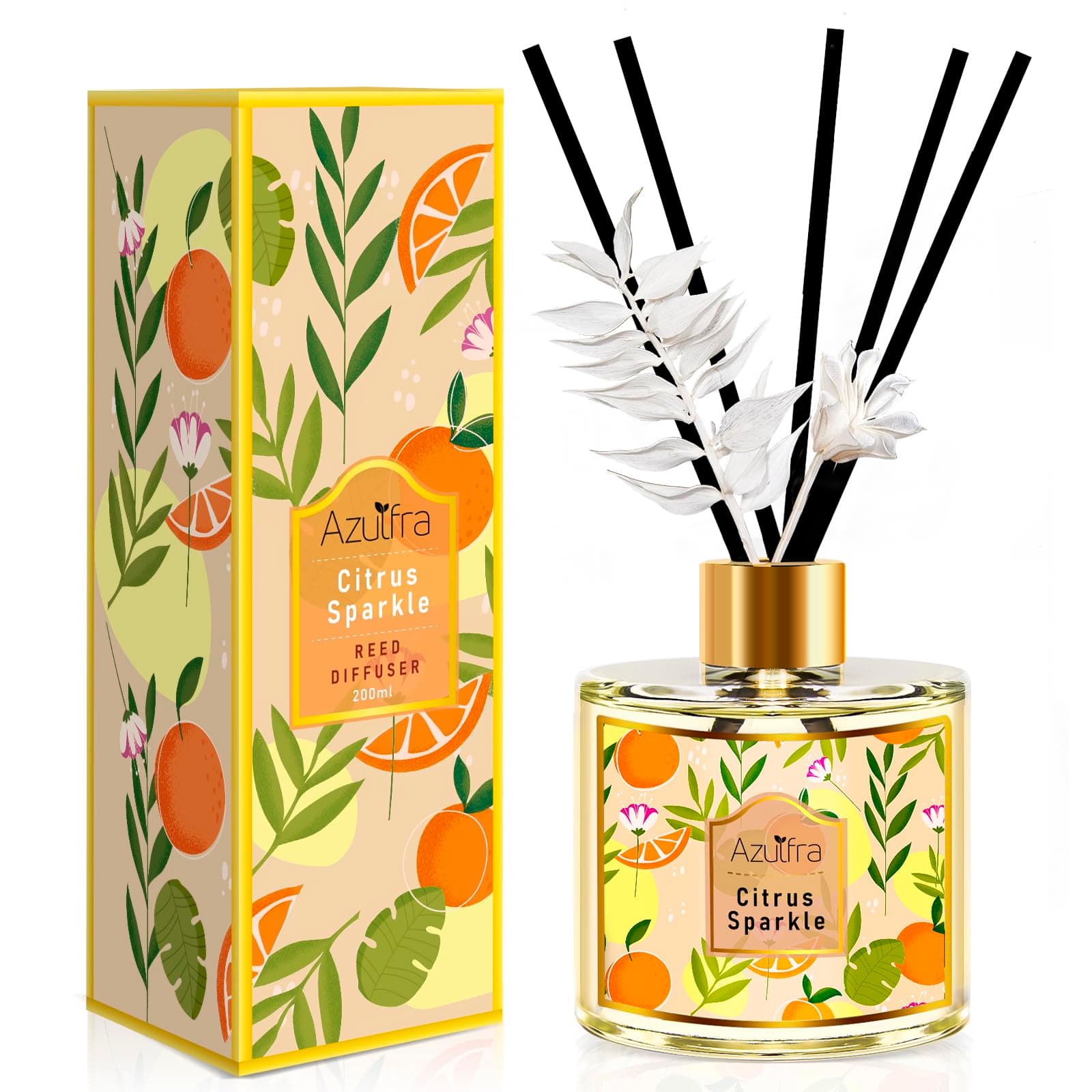 Citrus Scented Reed Diffuser Set - 6.7oz Home Fragrance with 6 Scented Diffuser Sticks