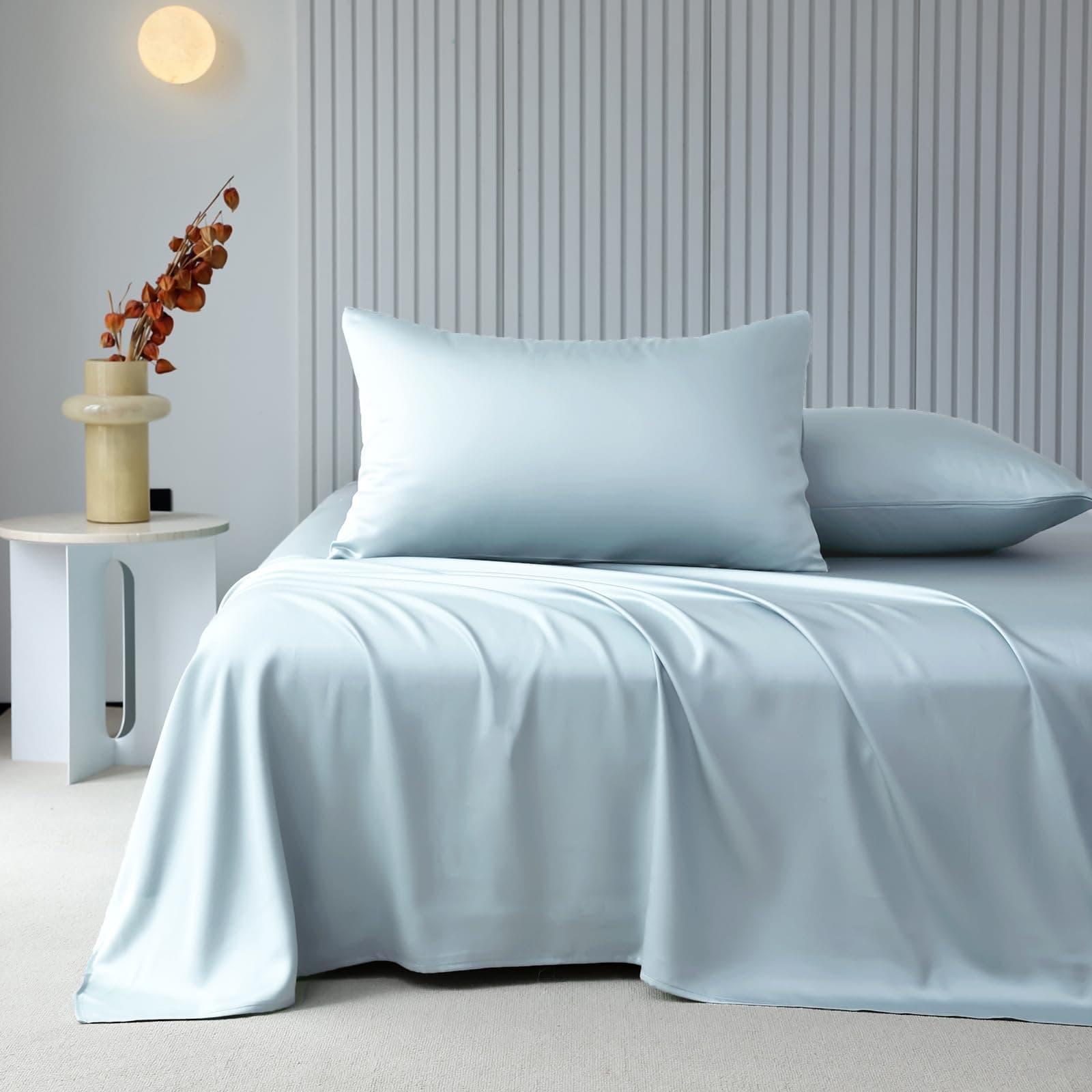 4 Piece Full Bed Sheets - Luxury Lyocell Sheets Cooling Bedding Sheet & Pillo...