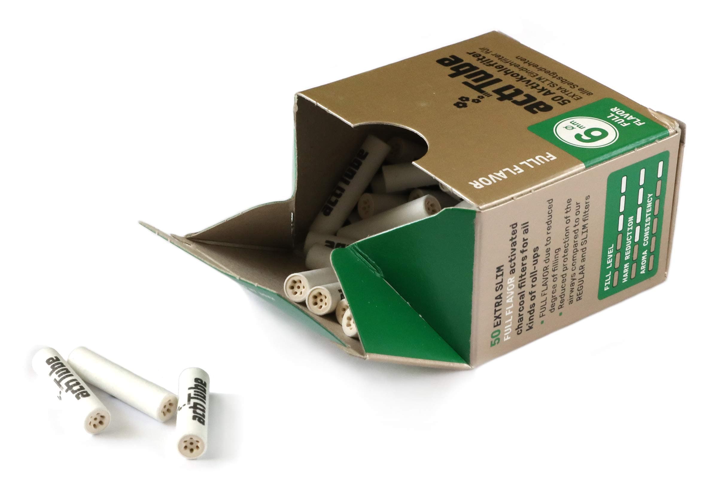 Extra Slim Gold 6 mm Activated Carbon Filter 1 x Box of 50 = 50 Filters, 50 g