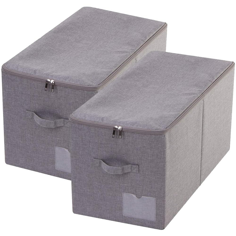 iwill CREATE PRO Pack of 2 Fabric Storage Boxes, Large, Foldable, Washable, Storage Boxes for Bedding, Blankets, Pillows, Clothes, Toys, Dark Gray
