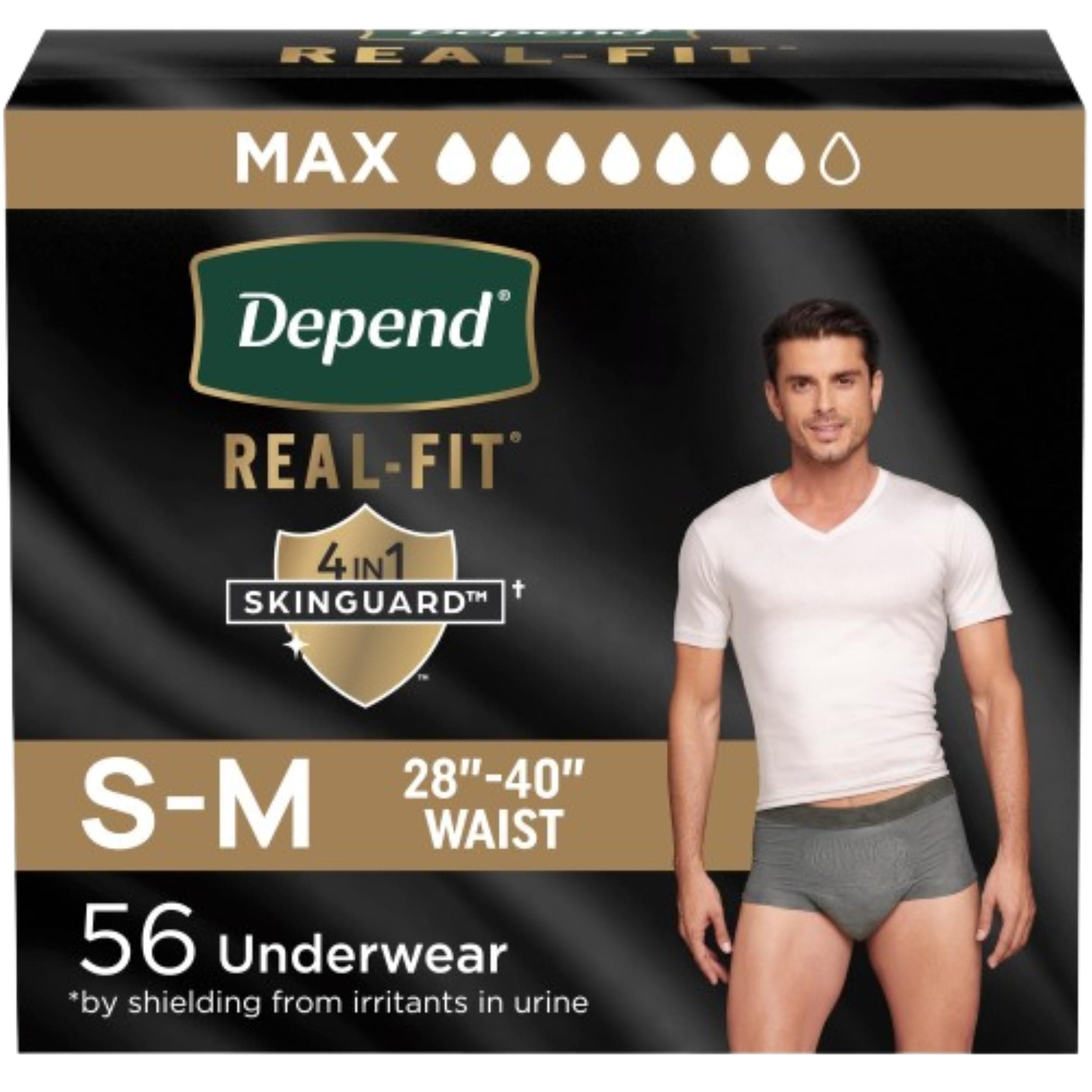 Depend Real Fit Incontinence Briefs for Men, Maximum Absorbency, S/M, 56 Count by Depend