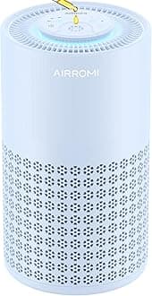 AIRROMI Air Purifier for Bedroom with HEPA 3-in-1 Filter, Pet Air Purifier for Home Cat Pee Smell, Covers Upto 990 Ft², Quiet 360° intake Air Cleaner for pet hair,allergies,Dust,Smoke A2001 Blue