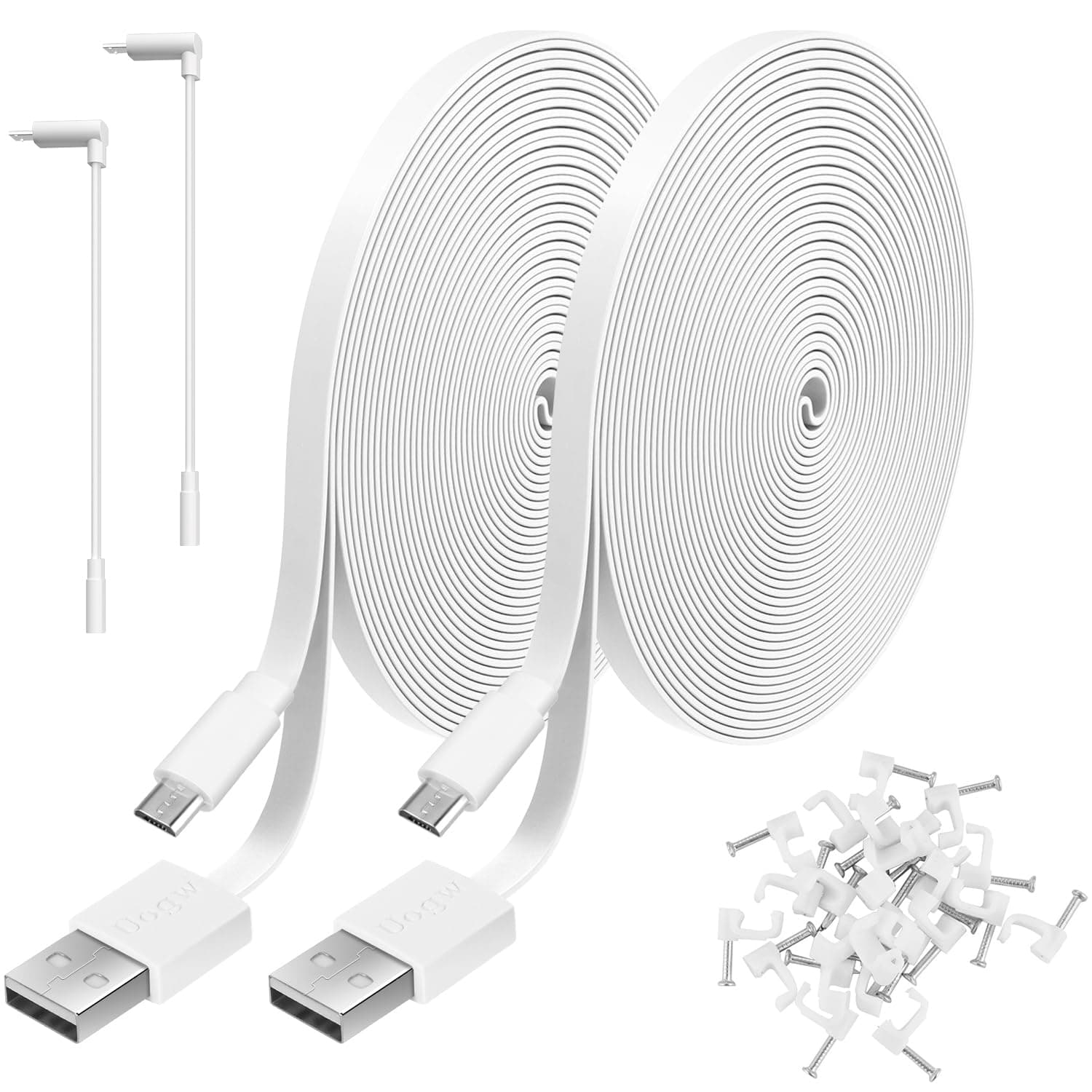 2 Pack 20FT Power Extension Cable Compatible with Wyze Cam V4,Wyze Cam v3,Wyze Cam Pan,WYZE Cam OG,NestCam Indoor,Blink,Amazon Cloud Camera,USB to Micro USB Durable Charging and Data Sync Cord(White)