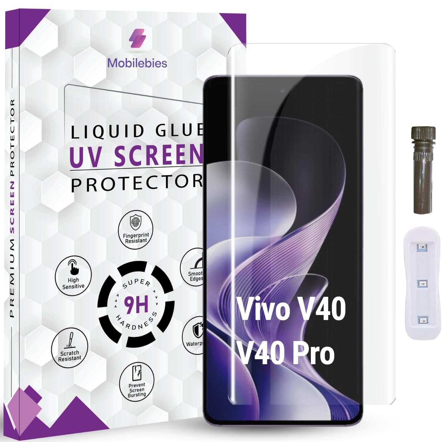 Advanced HD+ UV Tempered Glass Screen Protector For Vivo V40 / Vivo V40 Pro 5G (6.78 Inch, Pack of 1) Full Adhesive UV Curved Screen Guard, Case Friendly with installation kit & Guide