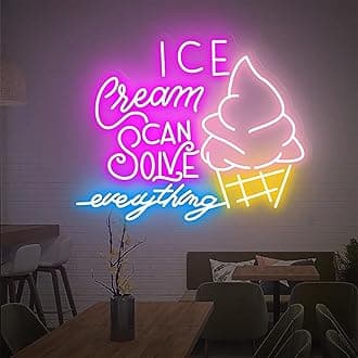 28" Ice Cream LED Neon Sign - Vibrant Retro Lighting for Home, Bar, Restaurant, Coffee Shop Wall Decor - Perfect for Christmas, Birthdays, Weddings & Parties Custom Dimmable Light Signs