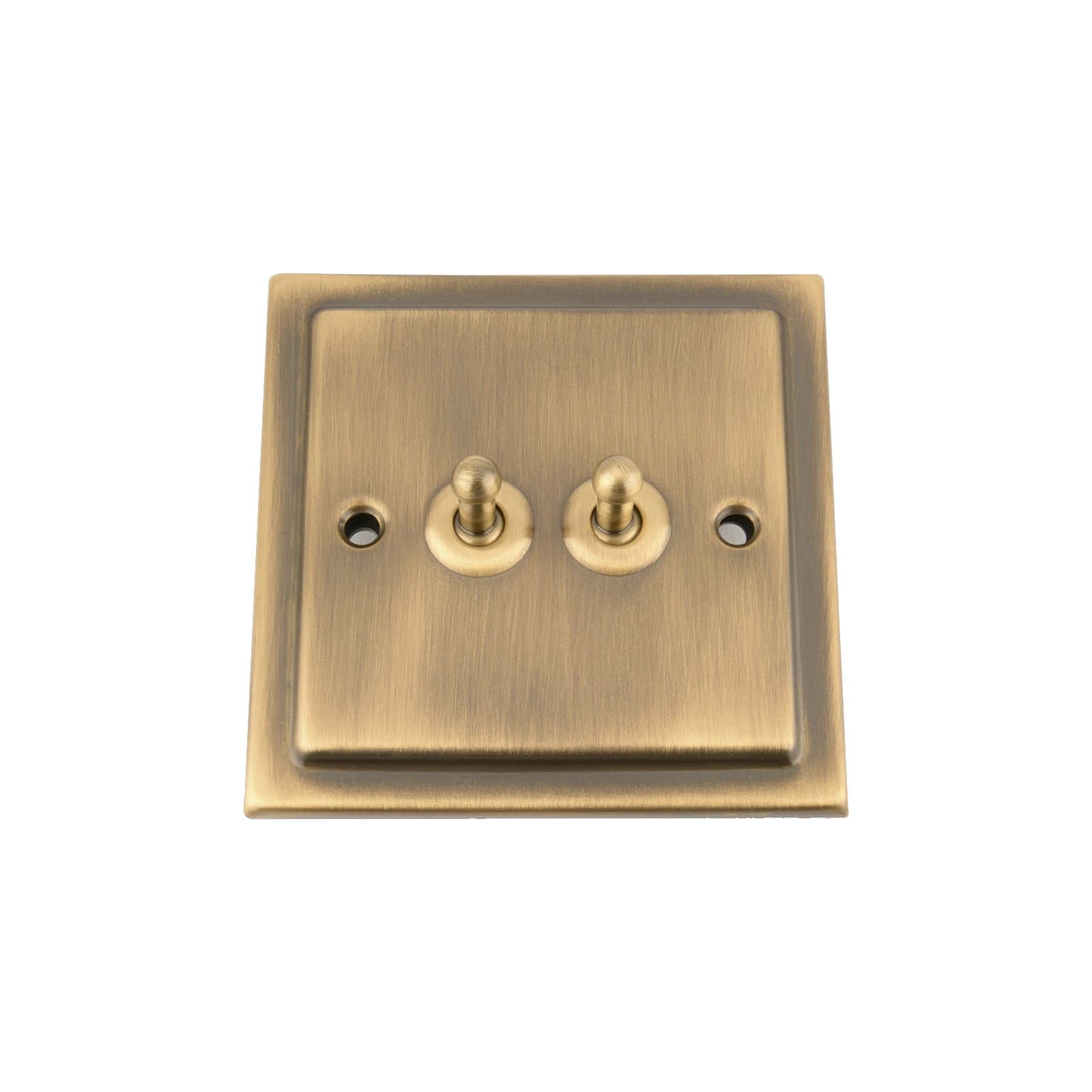 Toggle Dolly Light Switch 2 Gang - Victorian - Antique Brass - 10 Amp 2 Gang 2 Way