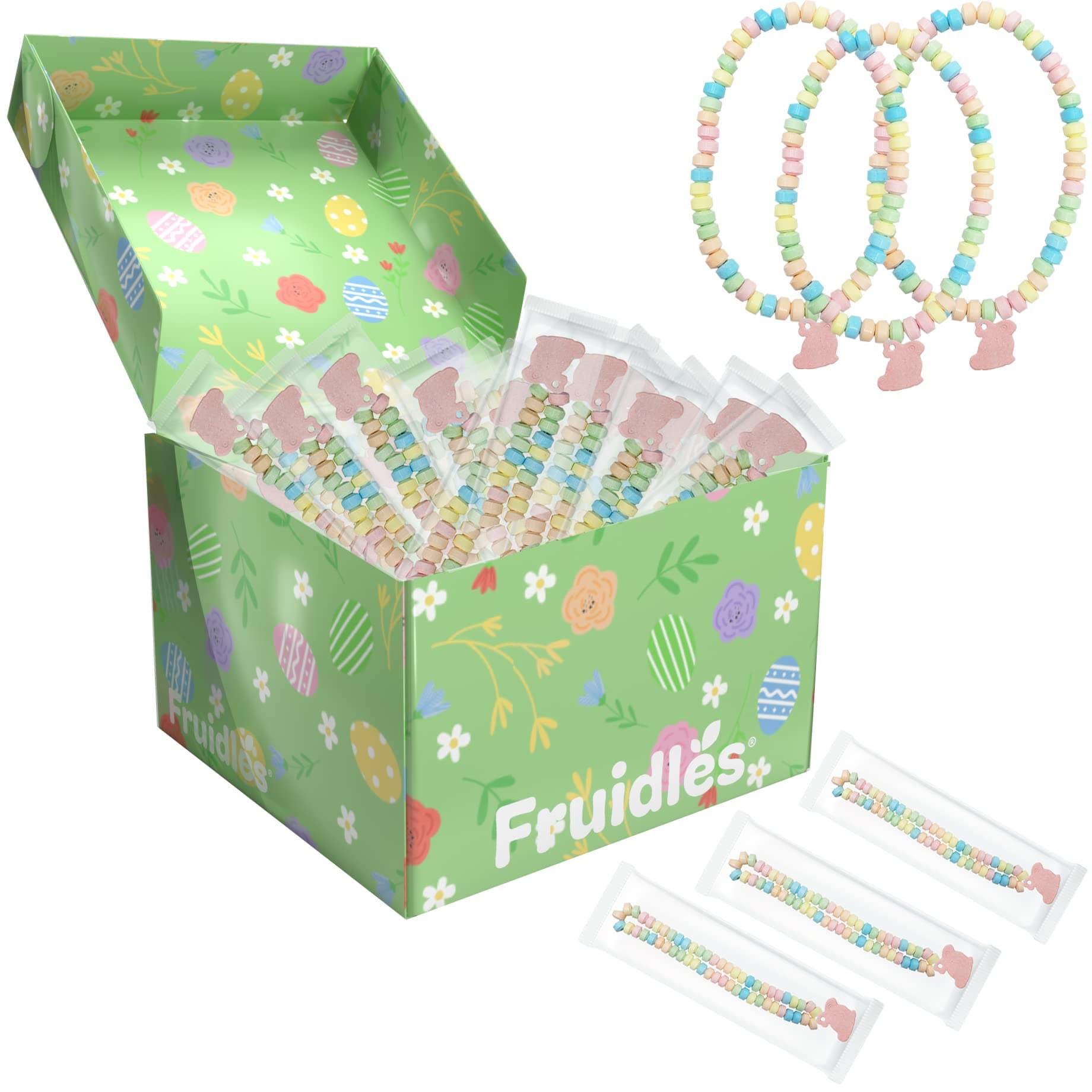 Easter Bunny Candy Necklace, Multicolor Fruit-Flavored Chewables for Party Favors (12-Pack)