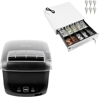 SAM4s Black GIANT-100 Compact 3" Thermal POS Printer USB Serial Ethernet, Splash Cover Included with HK Systems 16" White Cash Drawer