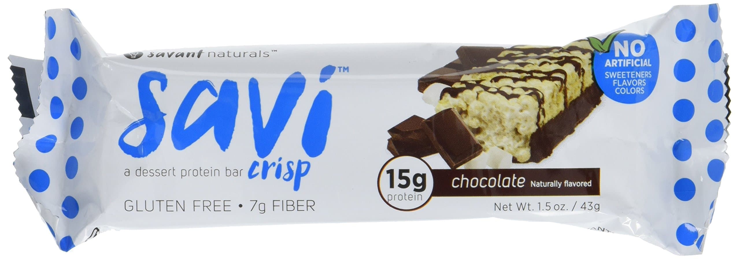 Savi Crisp Dessert Protein Bar, Chocolate, 6 Count