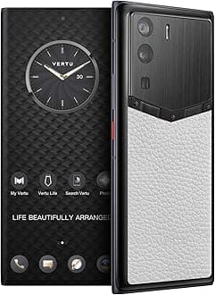 METAVERTU Web 3.0 Calfskin 5G Phone, Unlocked Android Smartphone, Secure Encrypted, Double OS, 64MP Camera, 144Hz AMOLED Curved Display, Dual SIM, Fast Charge (Full Leather, White, 12G+512G)