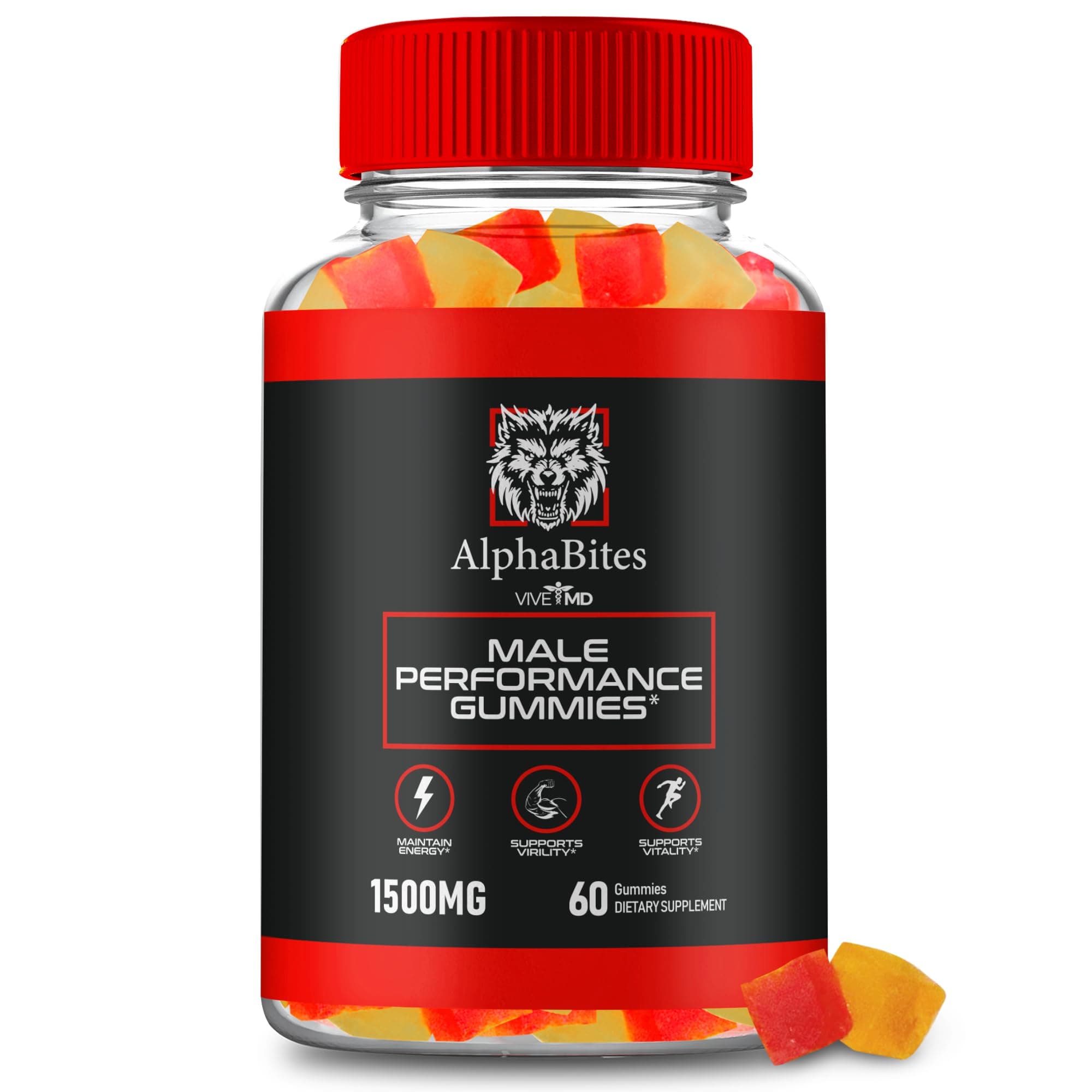 Alpha Bites Gummies, AlphaBites Advanced Formula Max Performance Gummies, All Natural Supplement Extra Strength, Alpha Bites Muscle Growth and Overall Health Support, Alpha Bites Reviews (60 Gummies)