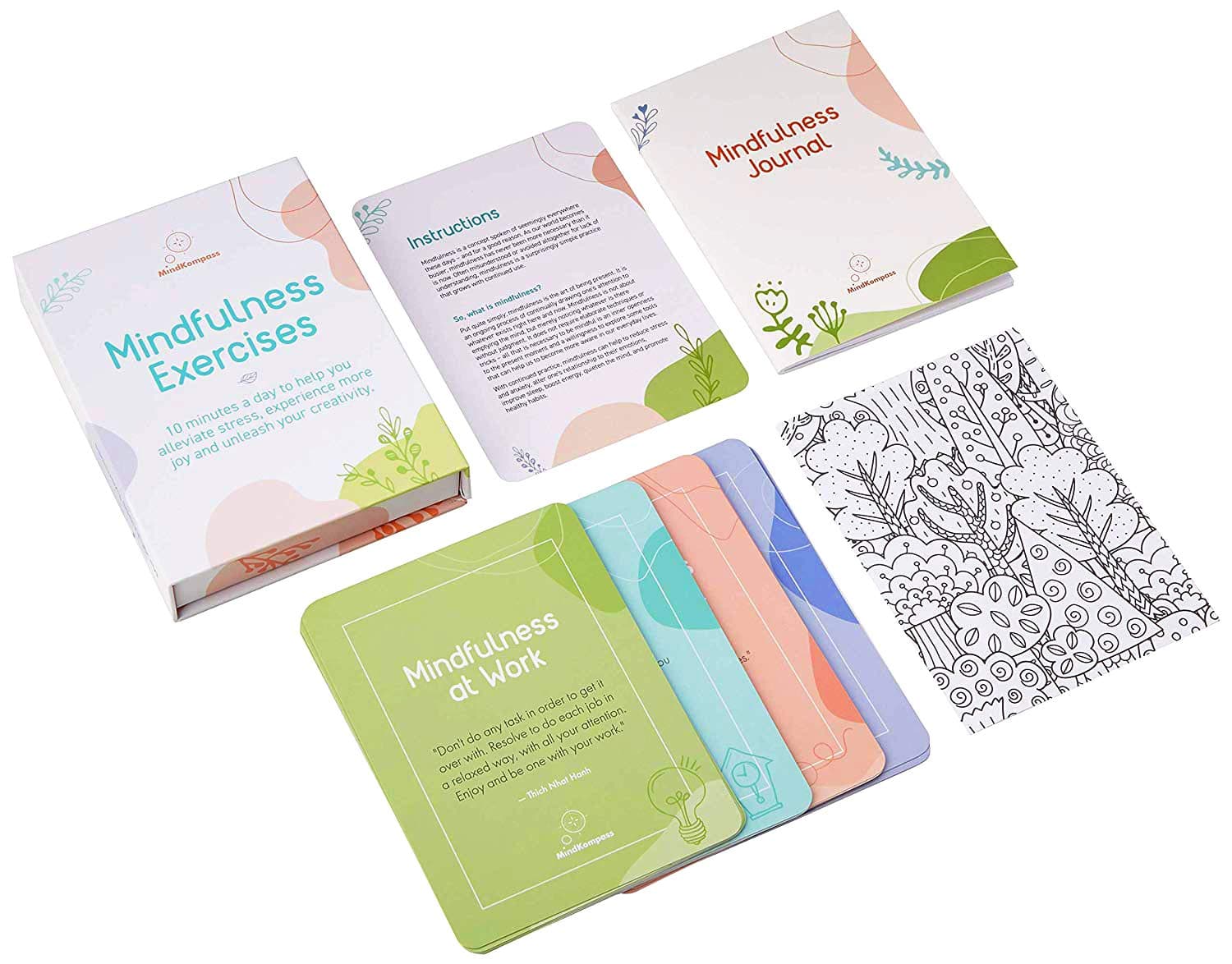 MindKompass Mindfulness And Meditation Exercises, Complete Mindfulness Gift Set, Mindfulness Therapy, Self-Care, Stress And Anxiety Relief, 25 Days Of Mindfulness