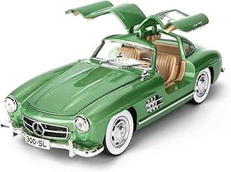 DEUSON ECOM 1:24 SL300 Vintage Toy Car Classic Model Toy Car for Kids Diecast Metal Cars Light Sound Pullback Openable Door